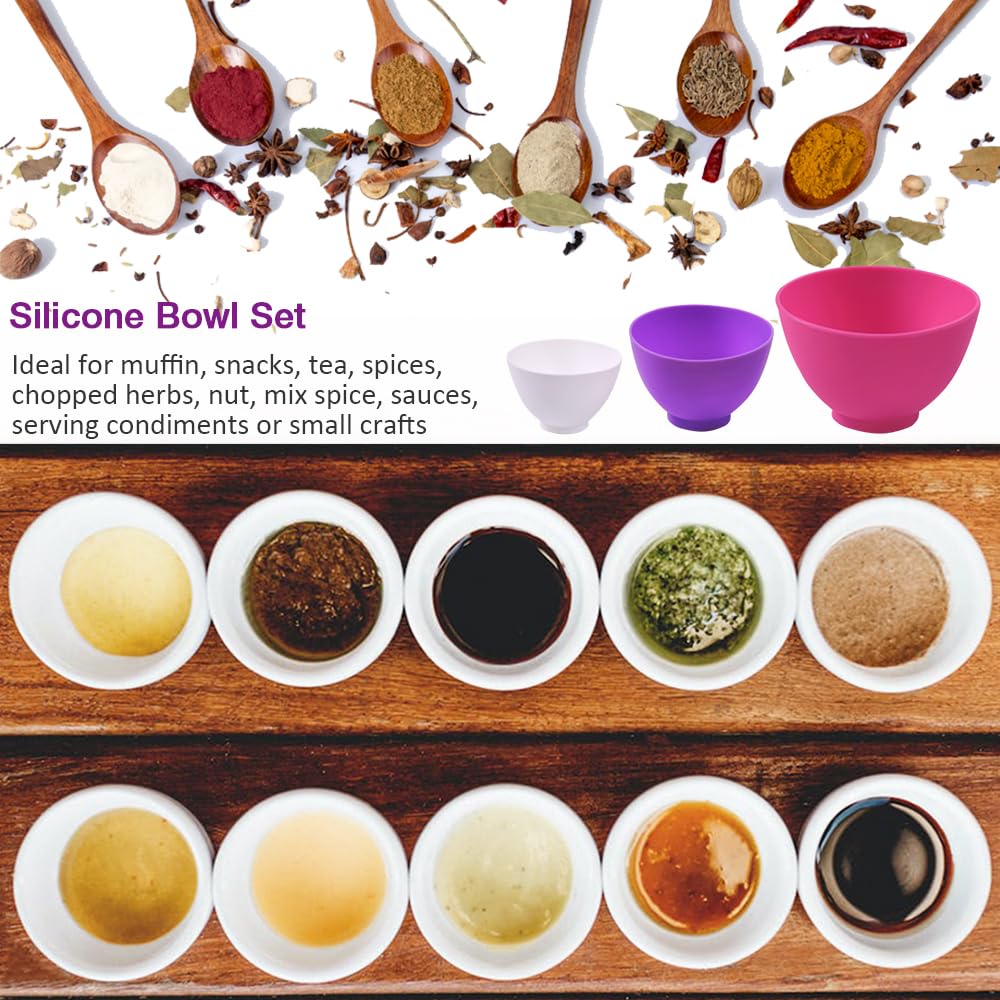 12-Piece Silicone Mixing Bowls Set - 0.14QT, 0.27QT, 0.49QT - Flexible Non-Slip Kitchen Bowls for Melting Chocolate, Cake Icing, Food Prep & Cooking - Perfect for Baking, Meal Prep & Candy Making