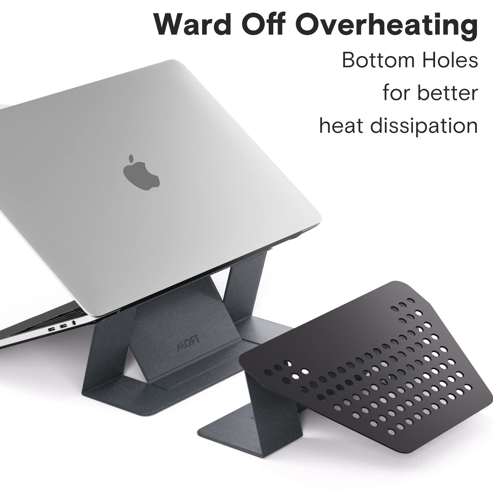 MOFT Adhesive Laptop Stand for Desk - Foldable & Portable Computer Stand with 2 Adjustable Angles for MacBook Air/Pro 11-16 Inch (Starry Grey) | Perfect for Home Office, Coffee Shops & Travel Workspaces