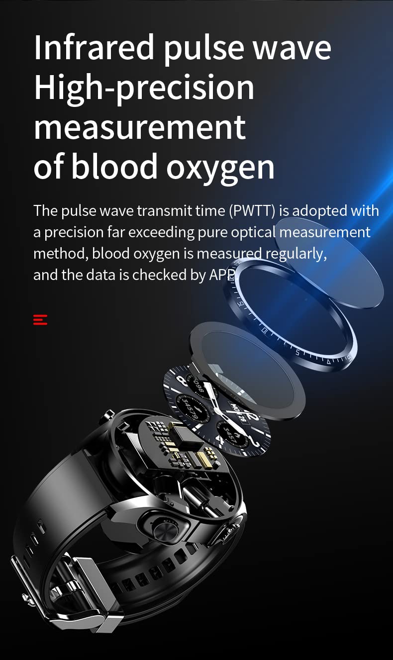 Smart Watch for Android & iPhone - Fitness Tracker with Blood Oxygen, Heart Rate & Sleep Monitor - 2-in-1 Bluetooth Sports Watch with Long Battery Life for Men & Women - Perfect for Workouts, Running & Daily Health Tracking