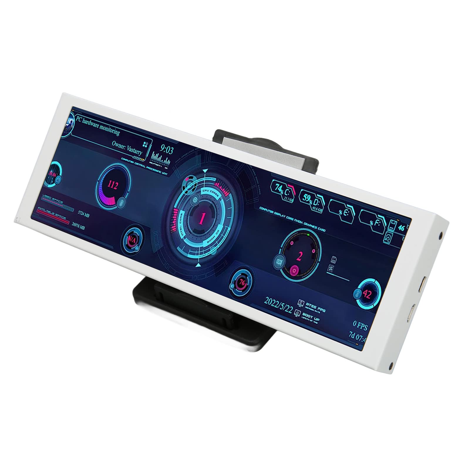 Gearwell 7.9 Inch PC Temperature Monitor Display Panel with Sensor - AIDA64 CPU Temperature Screen for Gaming PC, Workstation & Home Office Setup