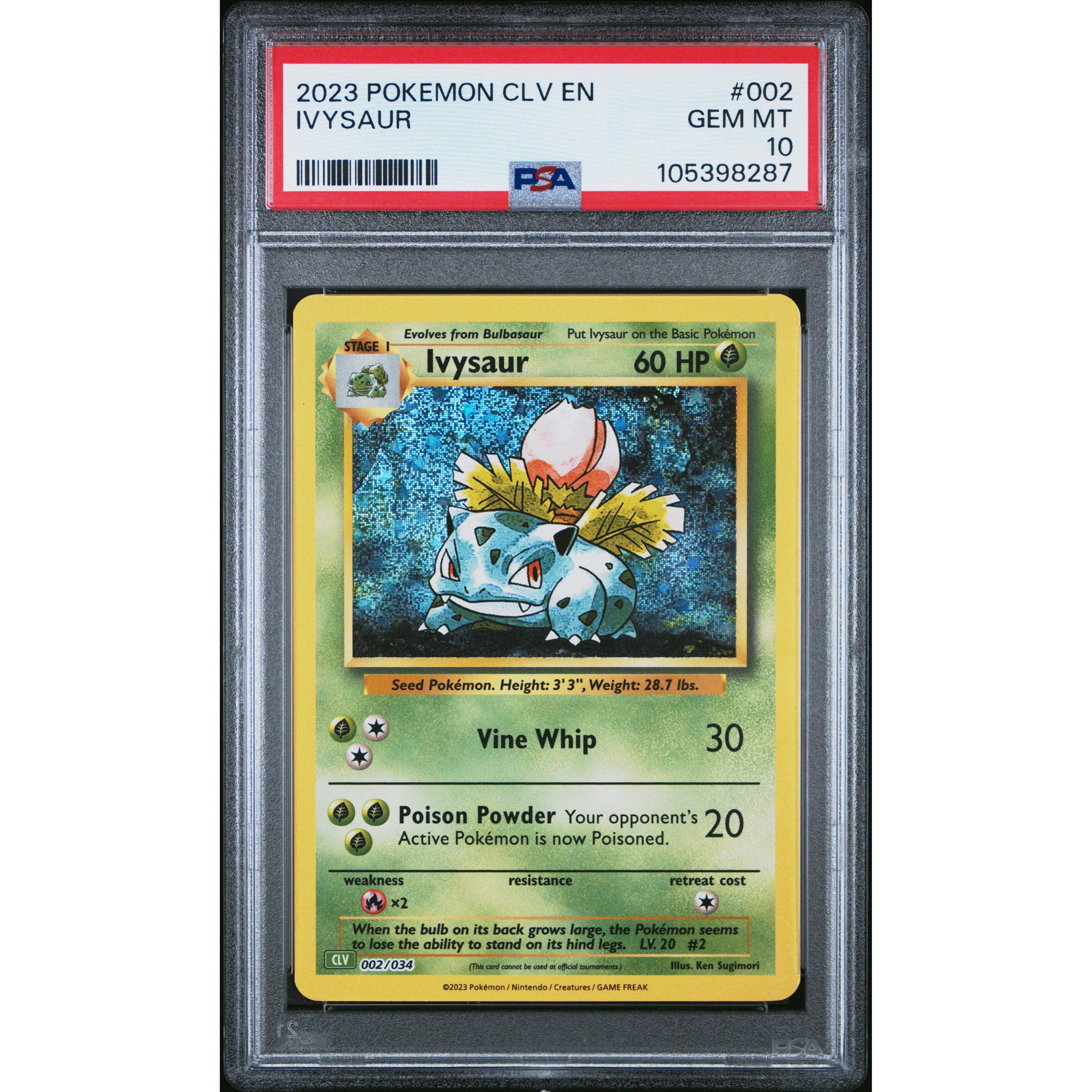 2023 Pokemon Classic Collection Ivysaur #002/034 PSA 10 Graded Card - Perfect for Collectors, Gaming Tournaments & Pokemon Memorabilia Displays