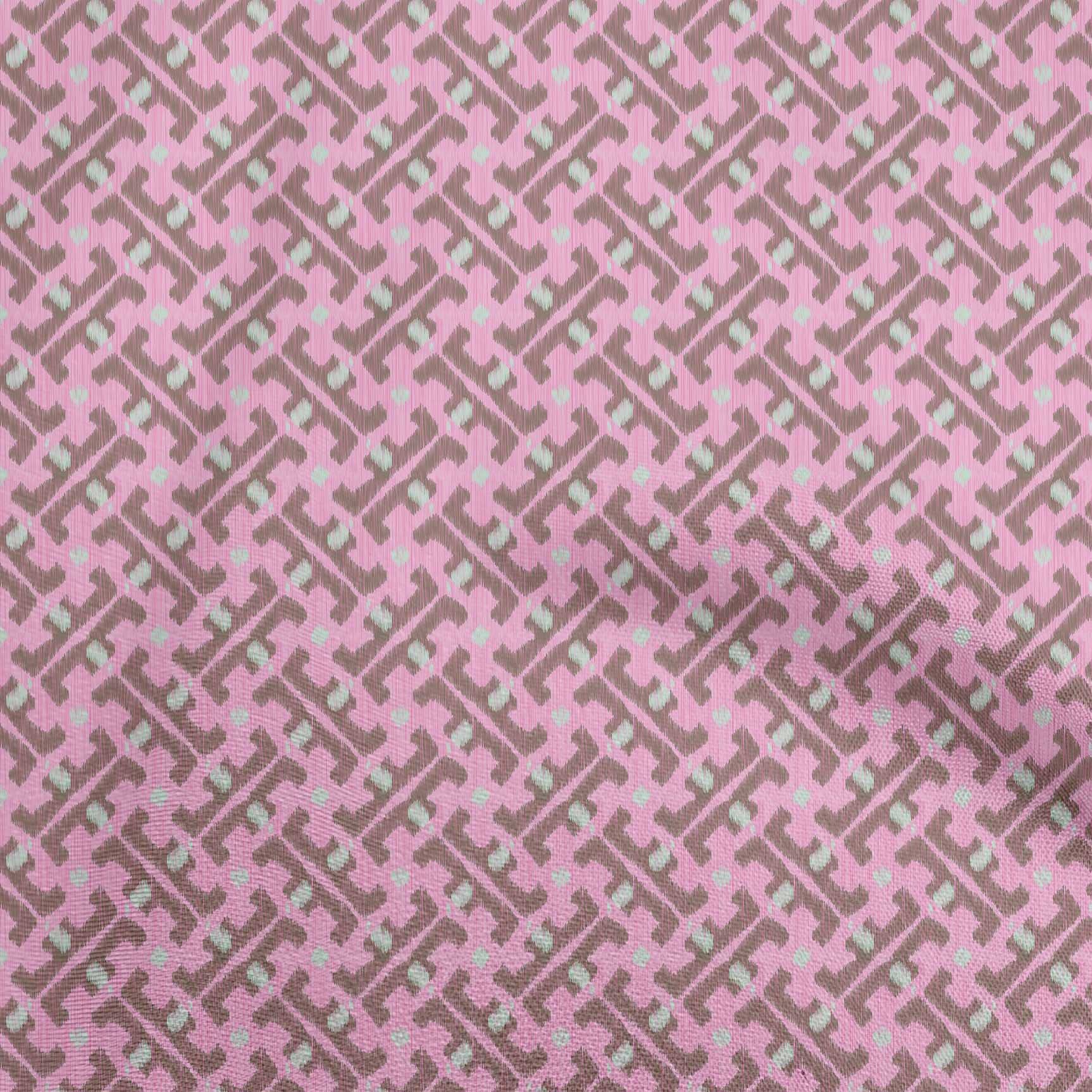 oneOone Polyester Spandex Rose Pink Ikat Print Fabric by The Yard - 56 Inch Wide Soft Stretch Dress Material for DIY Fashion, Home Decor & Craft Projects