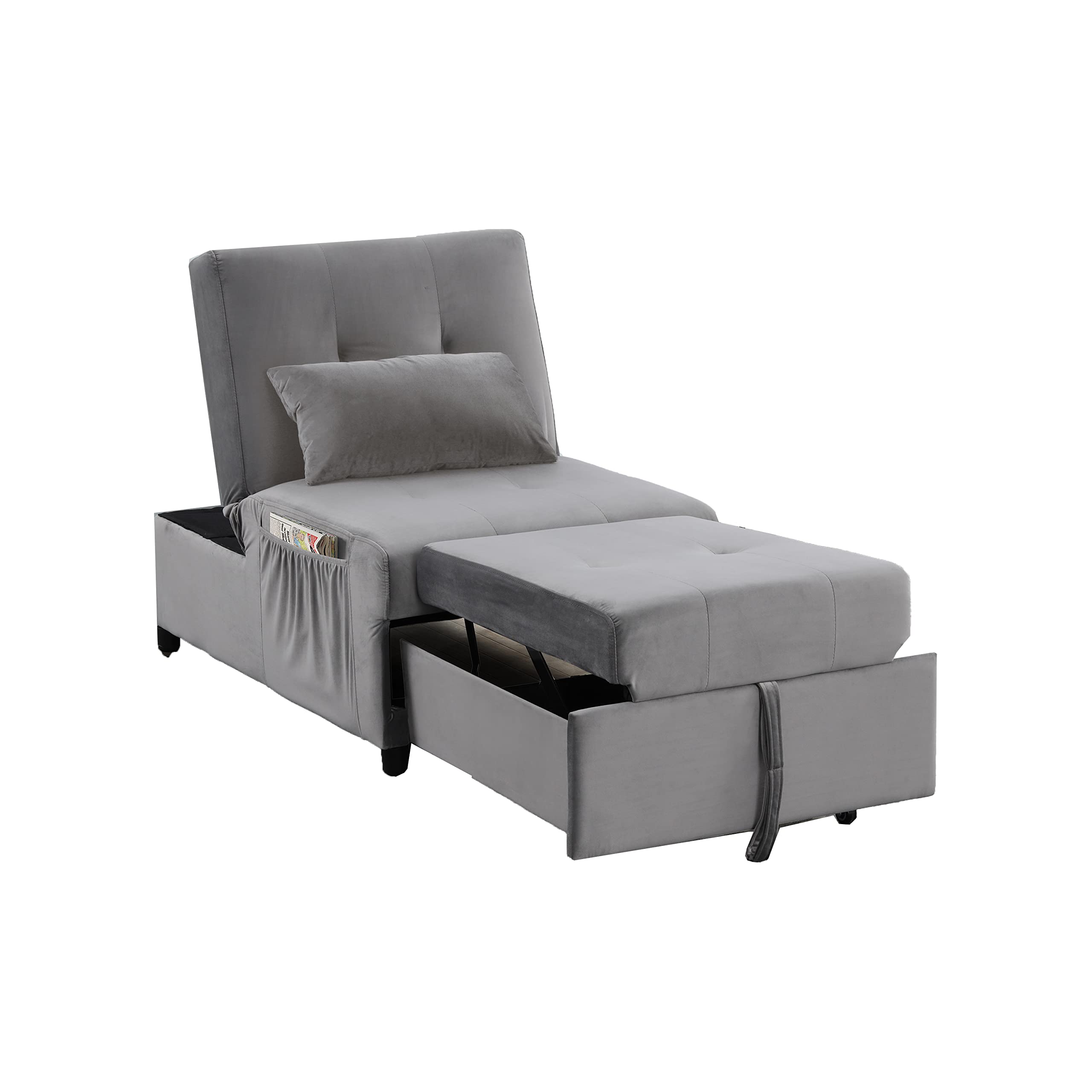 Best Master BL102VG Chaise Lounge Chair - Modern Gray Recliner for Living Room, Patio, or Bedroom - Comfortable Relaxation & Stylish Home Decor