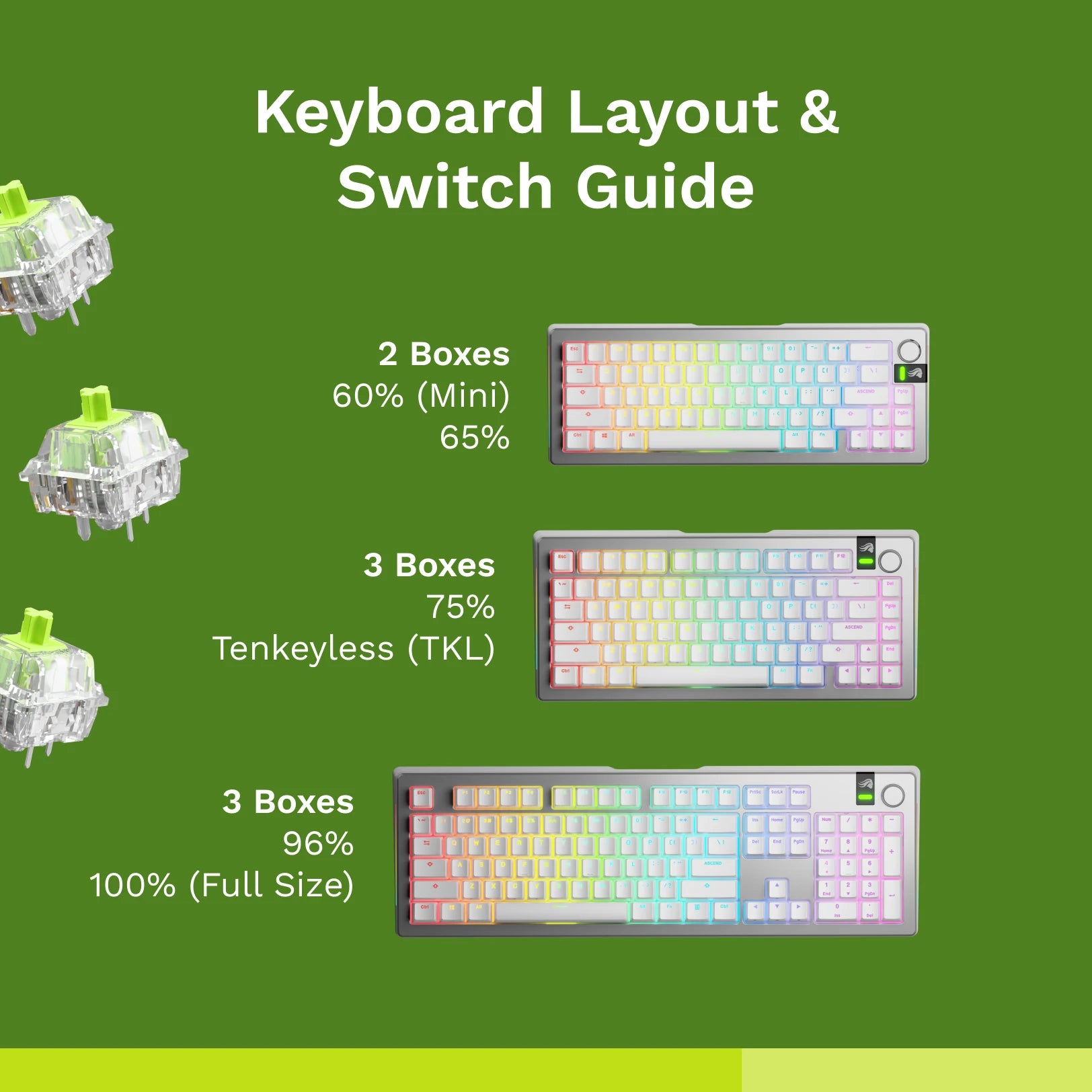 Raptor MX Mechanical Keyboard Switches - Smooth Linear Gaming Switches for Custom Keyboards (Perfect for FPS, MOBA & Typing)