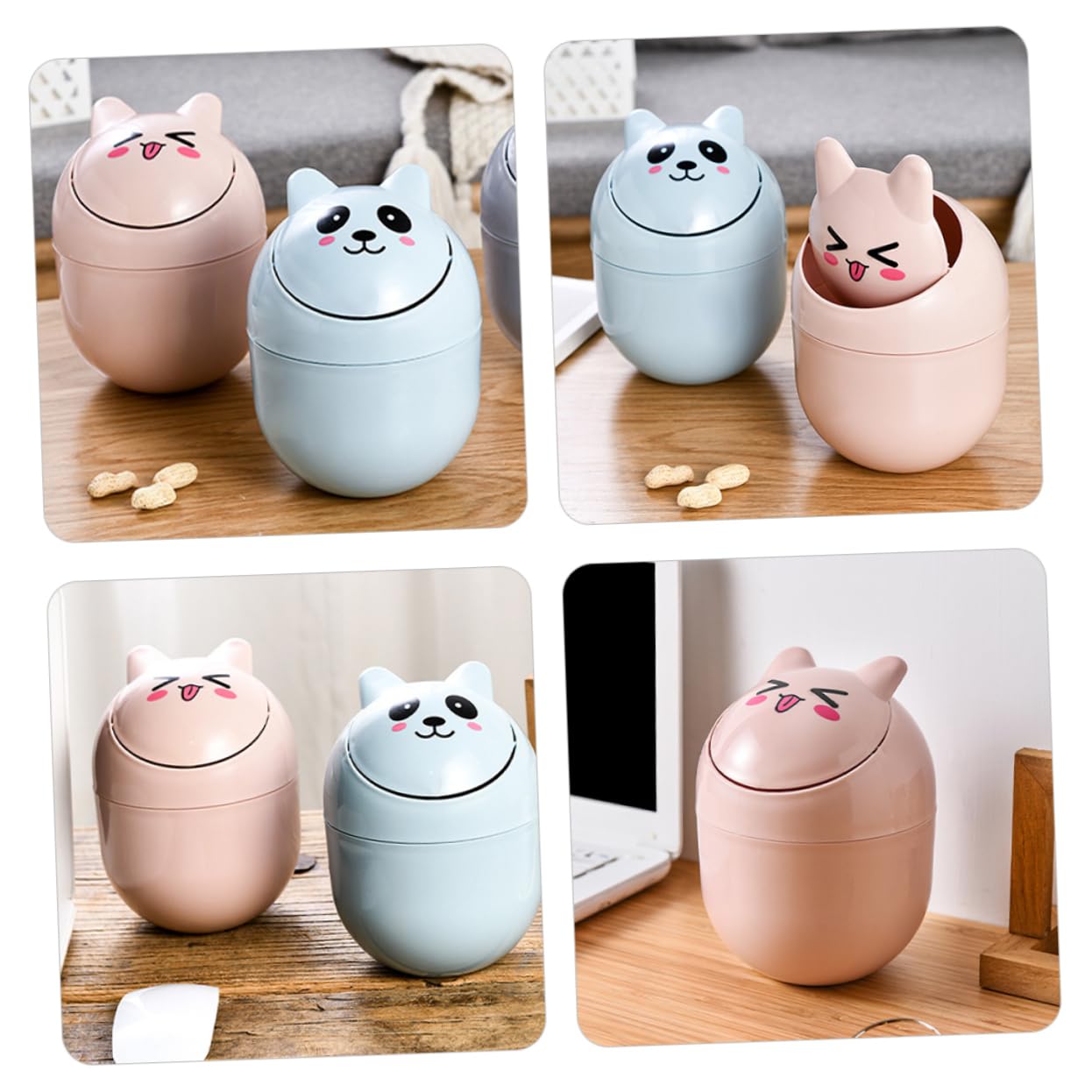 Zerodeko Small Desk Trash Can Set of 2 - Mini Waste Basket for Office, Living Room, Bedroom - Durable PP Material - Perfect for Home, Work & Study Spaces