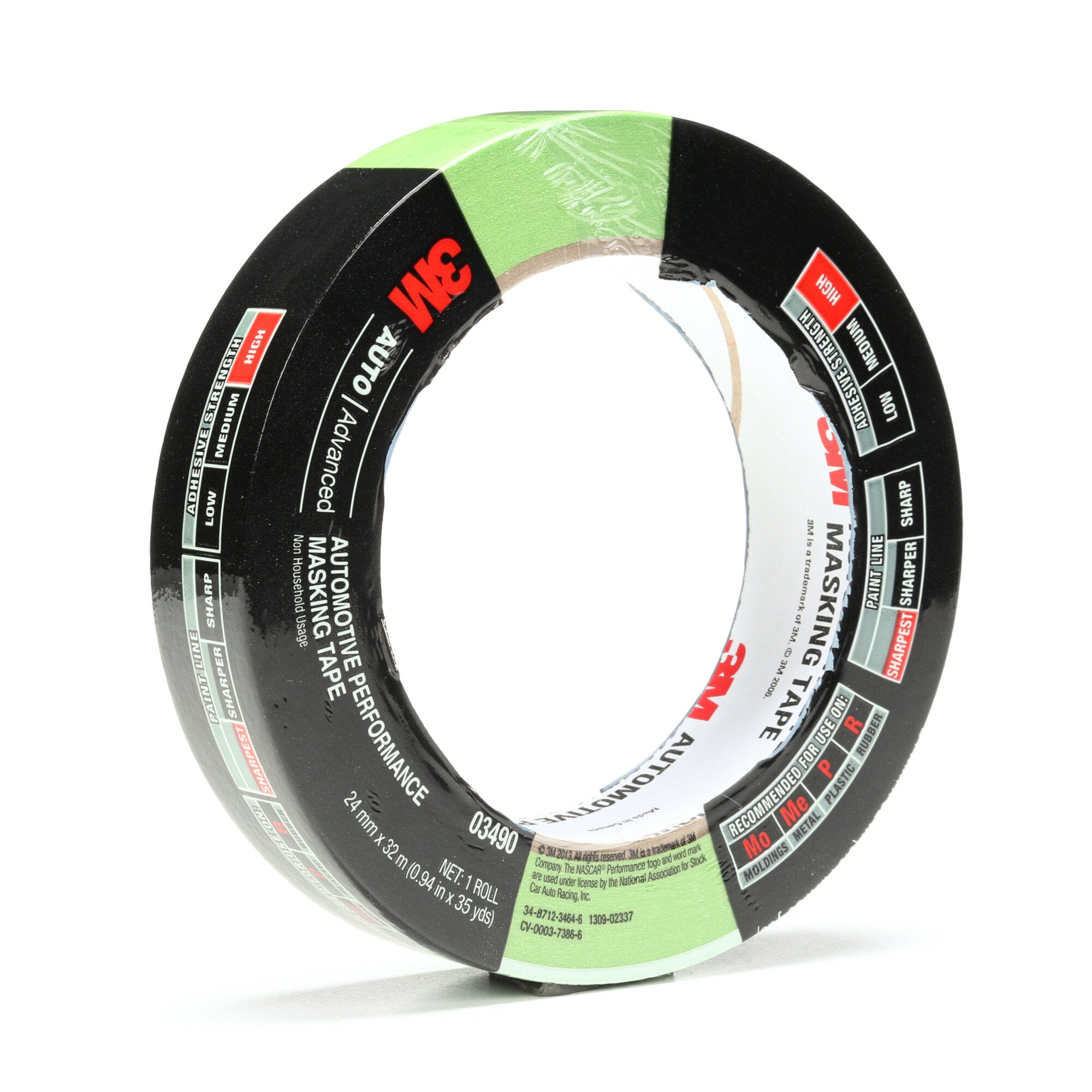 3M Automotive Performance Masking Tape 03490 - 24mm x 32m (24 Rolls per Case) - High Temp Resistant Painters Tape for Auto Bodywork, DIY Projects & Professional Use