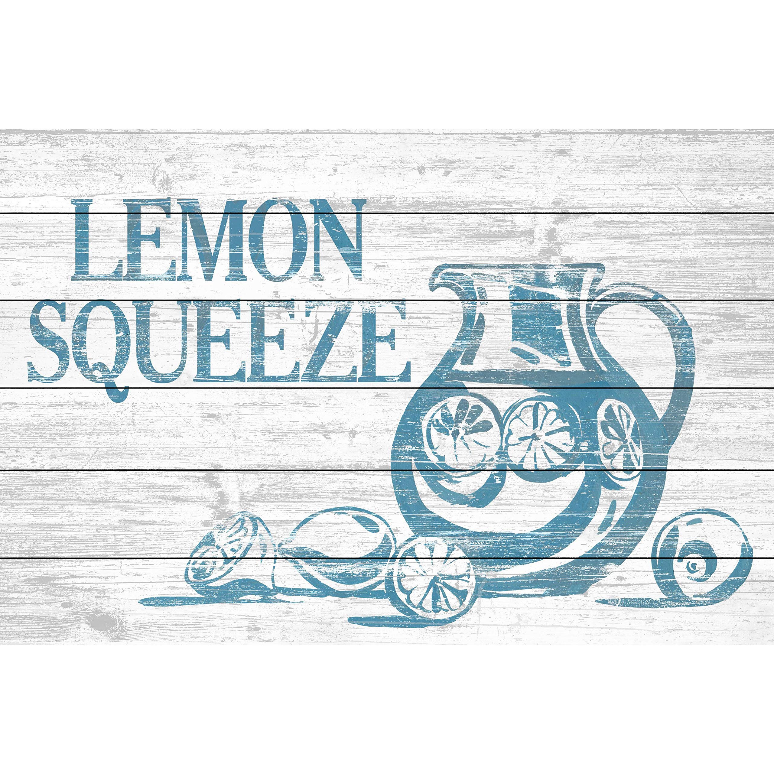 Handmade Lemon Squeeze Painting Print on White Wood - 45 x 30 Inch Wall Art Decor for Kitchen, Dining Room & Farmhouse Style Home