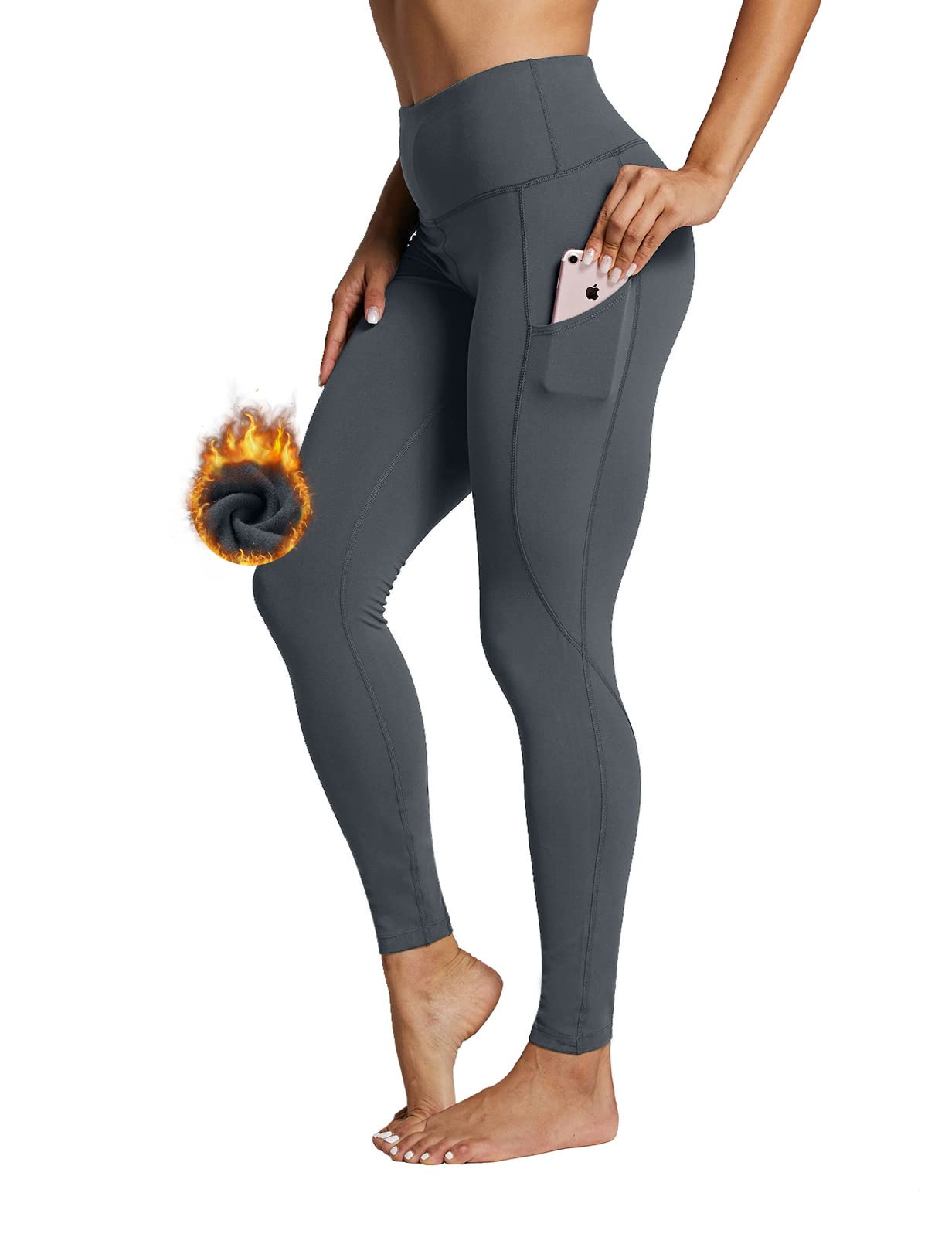ZUTY Women's Fleece Lined Thermal Leggings - High Waisted Winter Workout Pants with Pockets, Plus Size Yoga Pants for Cold Weather - Perfect for Running, Gym, Outdoor Activities & Lounge Wear