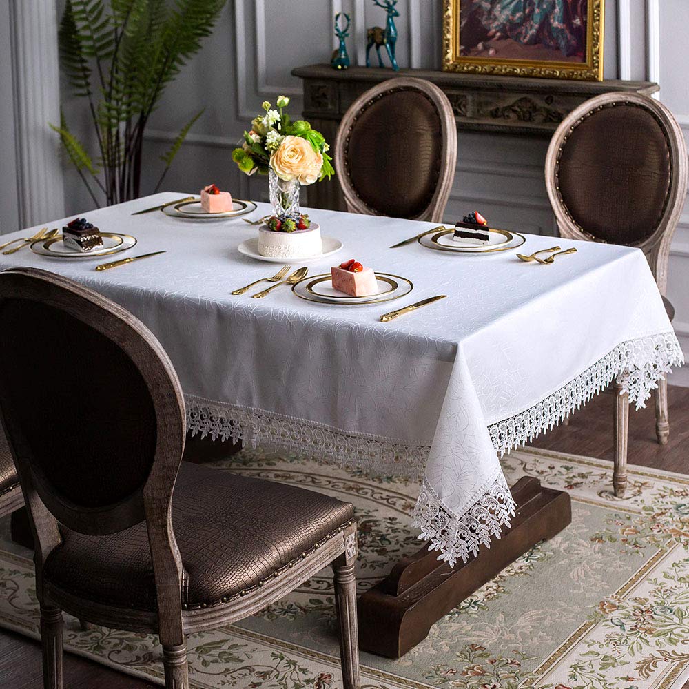 ARTABLE White Lace Tablecloth 60x84 Inch - Antique Floral Macrame Table Cover for Farmhouse, Rustic Kitchen, Outdoor Party, Birthday & Picnic Decor - Elegant Rectangle Fall Table Linens for Dining, Wedding & Holiday Gatherings