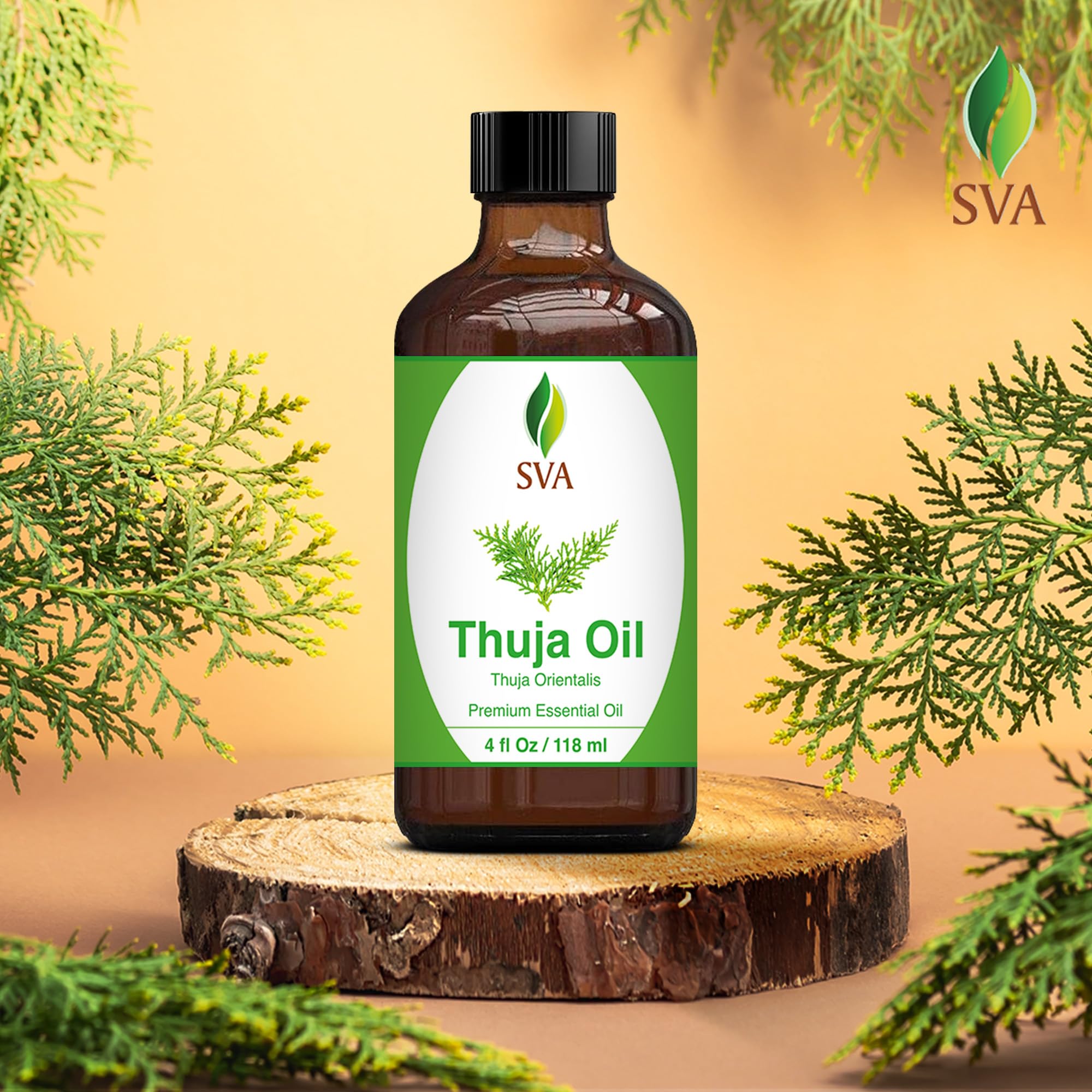 100% Pure Natural Thuja Essential Oil - 4 Fl Oz with Dropper for Aromatherapy, Hair & Skin Care, Massage, Soap & Candle Making | Perfect for Diffusers, Scalp Treatment & Relaxation at Home Spa