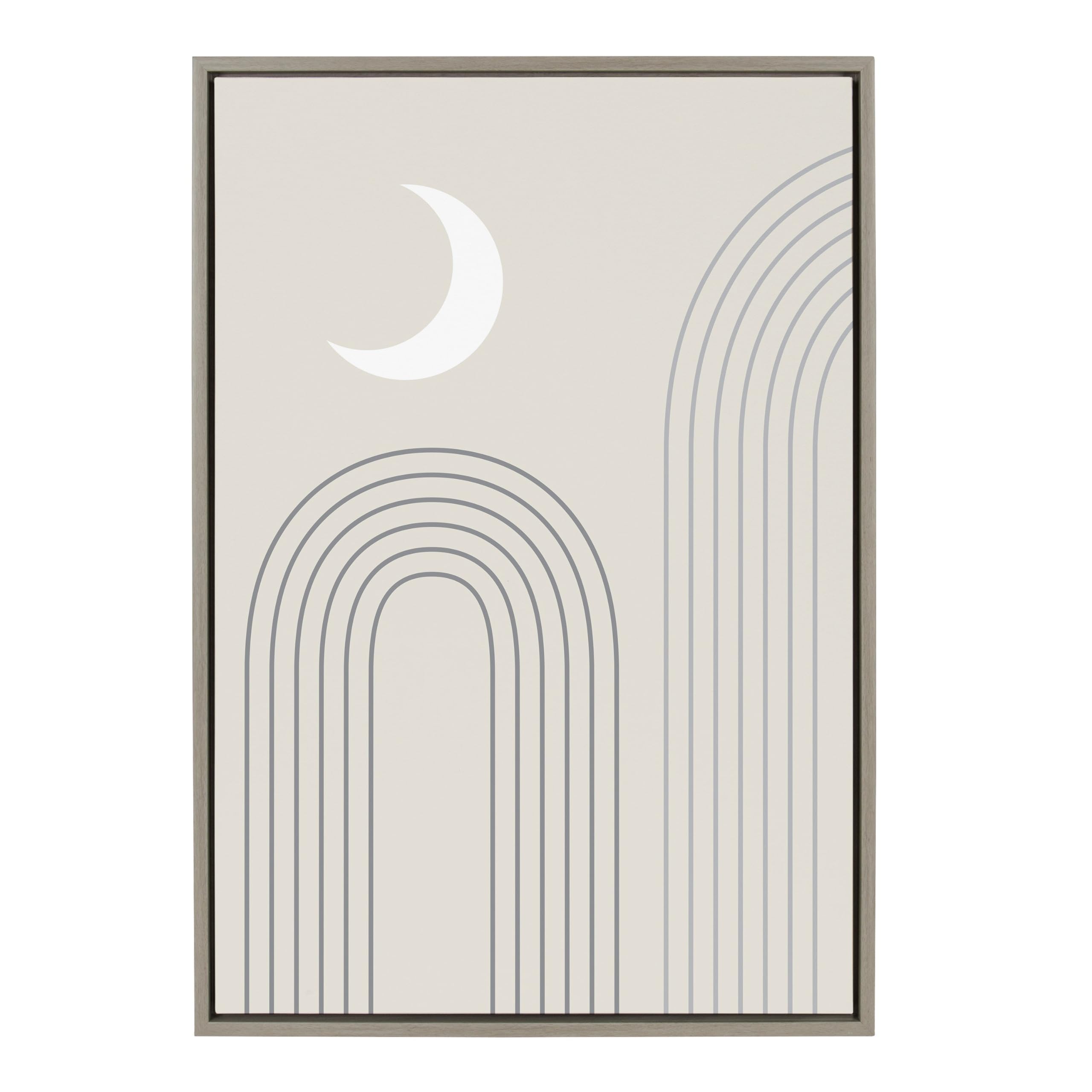 Kate & Laurel Sylvie Crescent Moon Over Mountains Framed Canvas Wall Art - 23x33