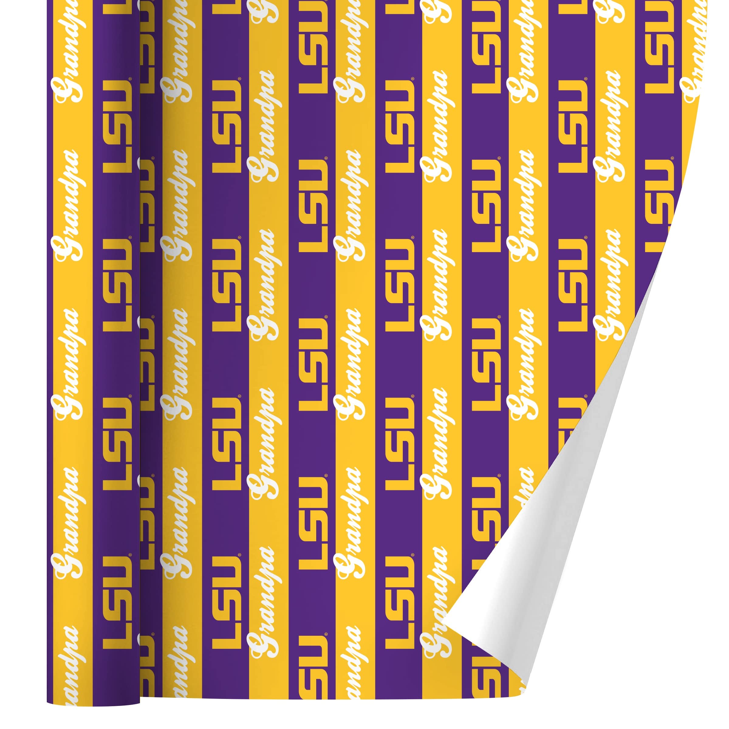 LSU Tigers Themed Gift Wrap Paper Rolls - Perfect for Birthday, Christmas & Graduation Gifts - Grandpa & Fan Gifts for Sports Enthusiasts