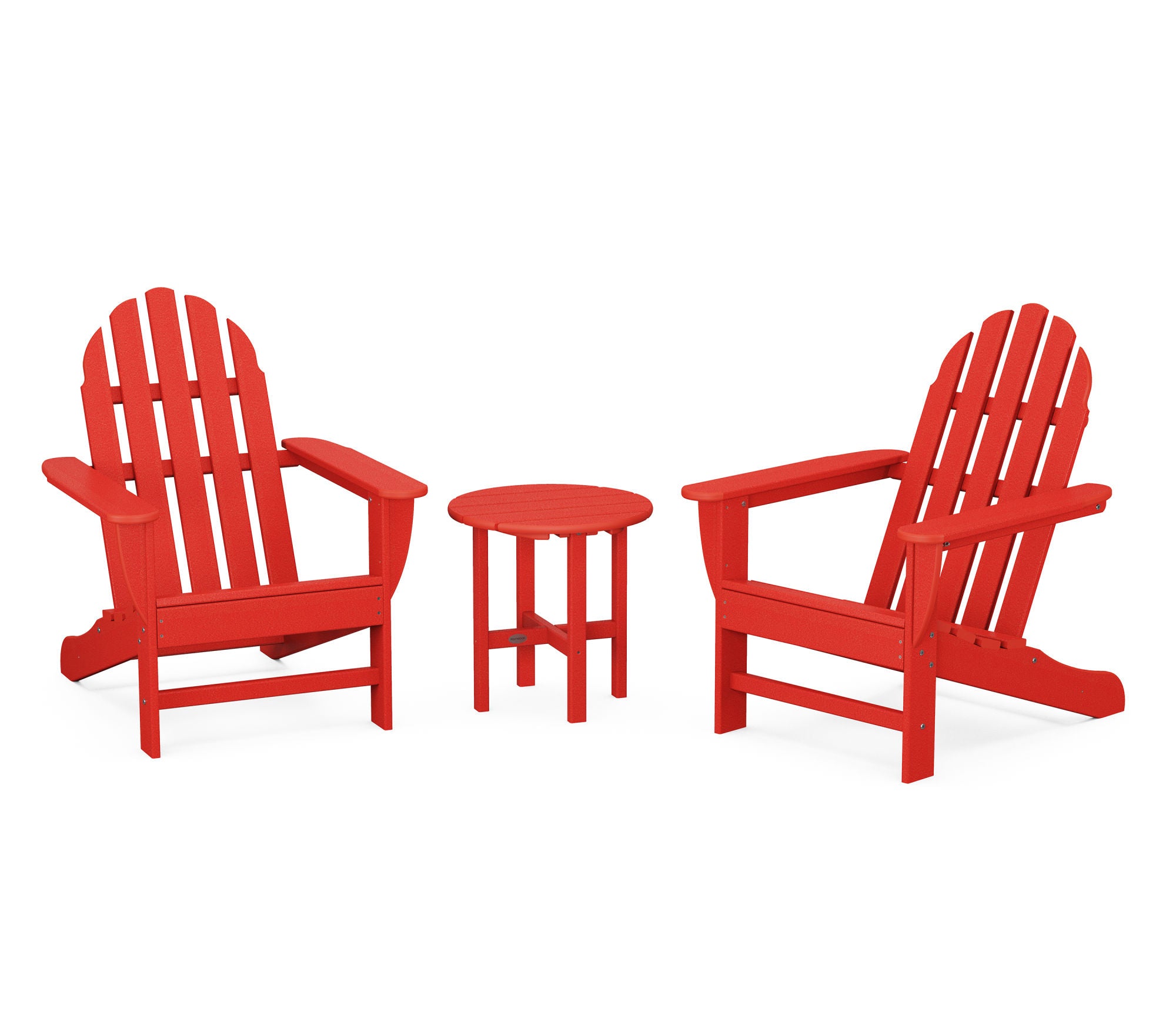 POLYWOOD Classic Adirondack 3-Piece Outdoor Patio Furniture Set - Durable All-Weather Resin Chairs & Table for Garden, Poolside, and Backyard Relaxation