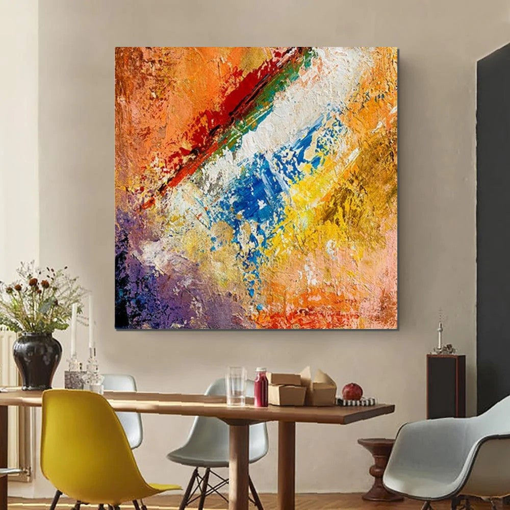 Hand Painted Acrylic Wall Art - Modern Contemporary Canvas Painting for Living Room & Dining Room Decor - Perfect for Home, Office, and Gift Giving
