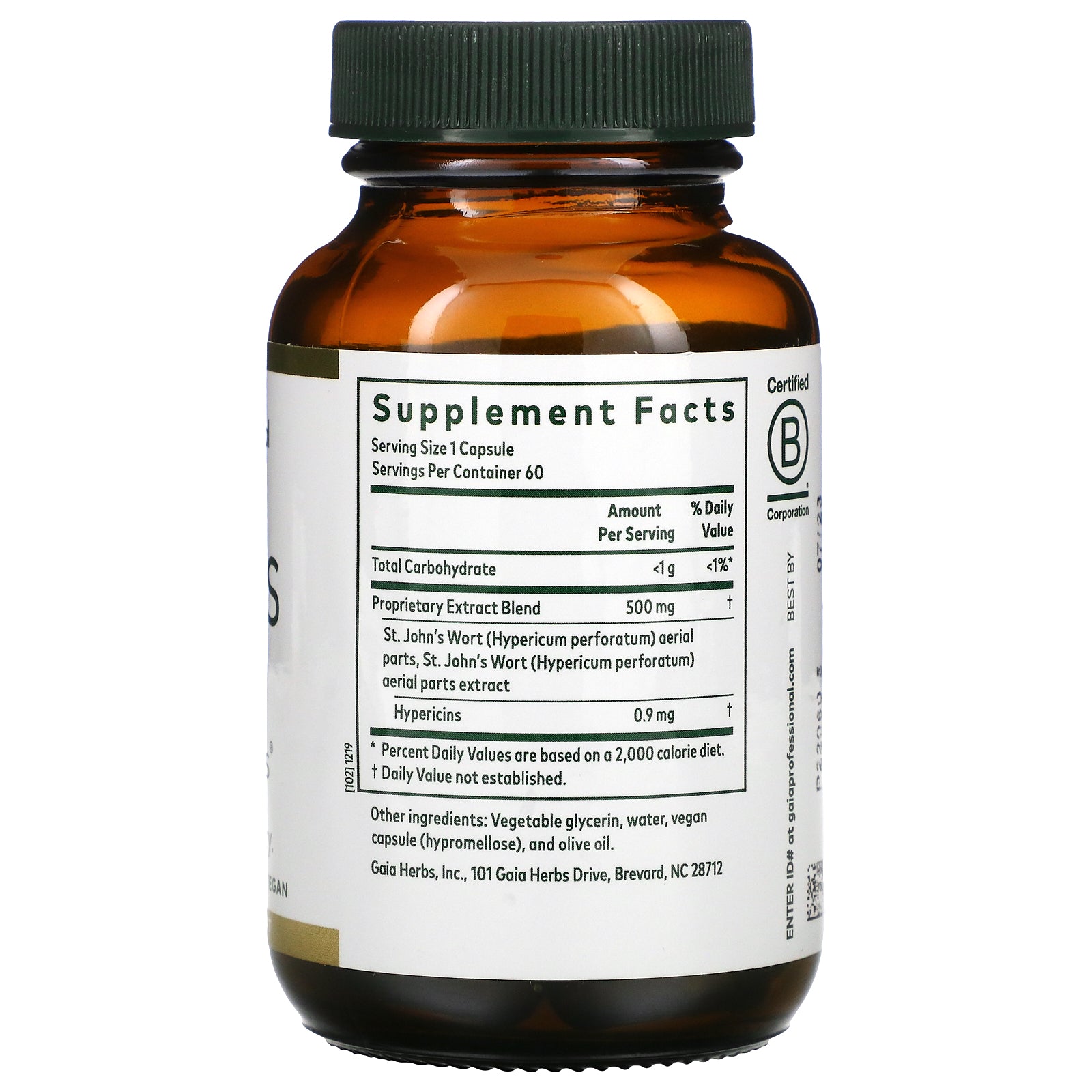 Gaia Herbs St. John's Wort Supplement - 60 Vegan Capsules for Mood Support & Emotional Balance - Natural Stress Relief for Daily Wellness & Relaxation