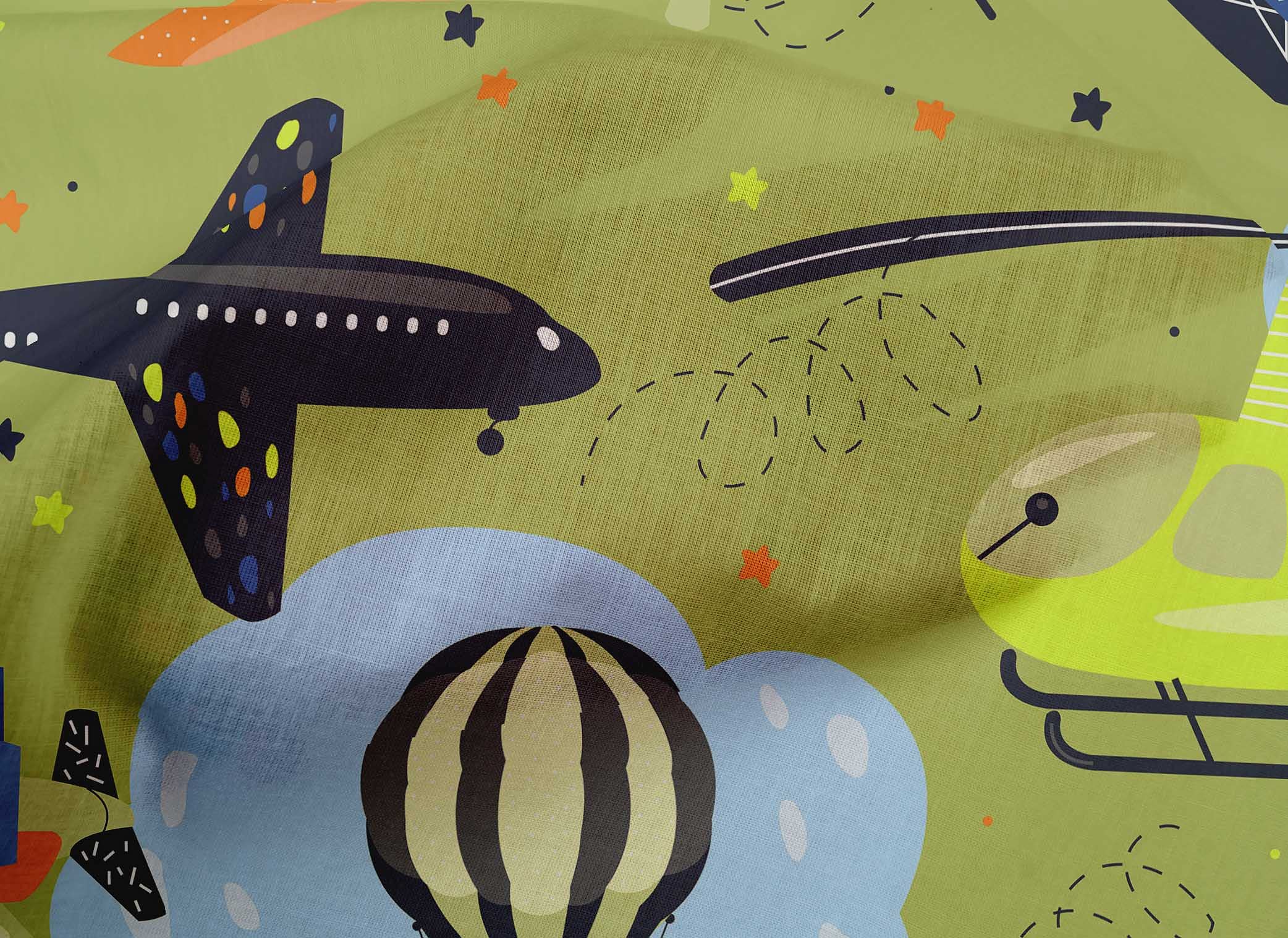 Premium 100% Cotton Poplin Fabric - Olive Green Airplane Print for Nursery, Kids Quilting & Sewing Projects | 56 Inch Wide by The Yard | Perfect for DIY Baby Blankets, Curtains & Home Decor
