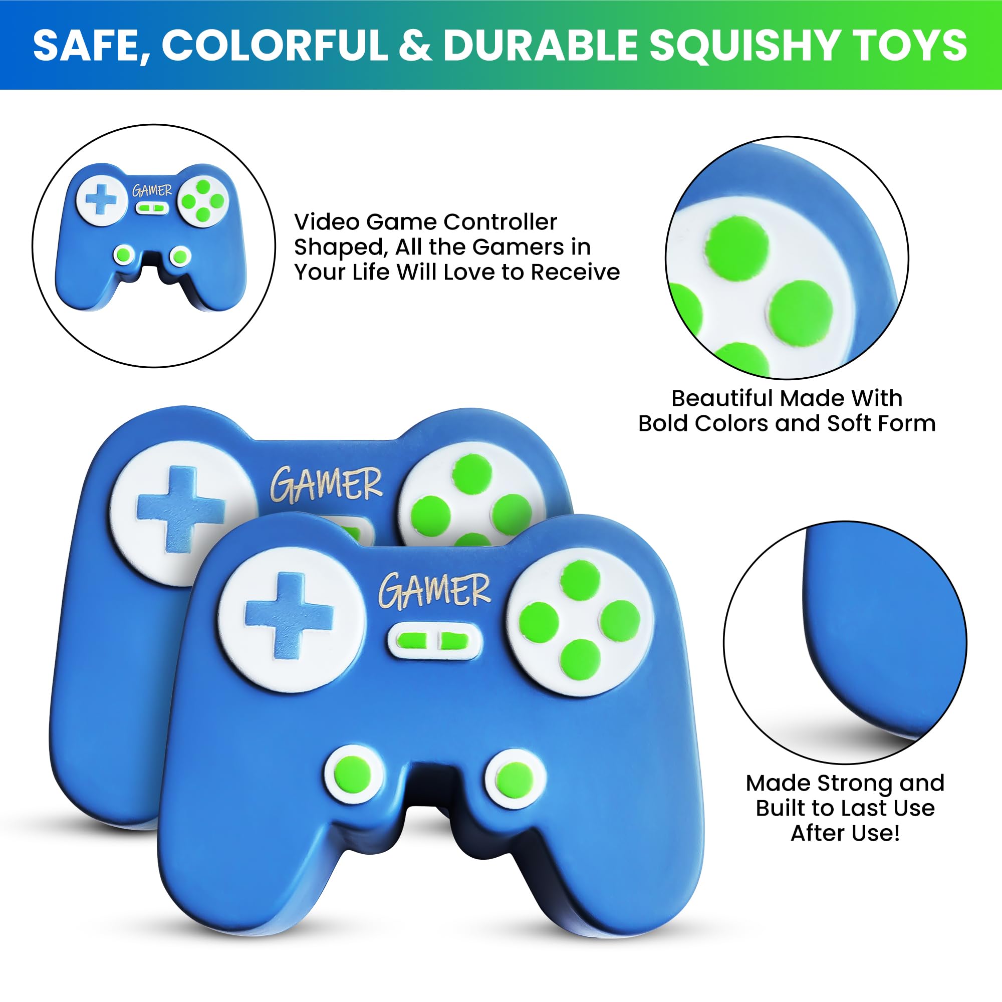 Video Game Controller Stress Ball - Squishy Squeeze Toy for Gamers, Adults, Kids & Teens - Perfect Gift for Birthday Parties & Goody Bags - Relieve Stress While Gaming or Working