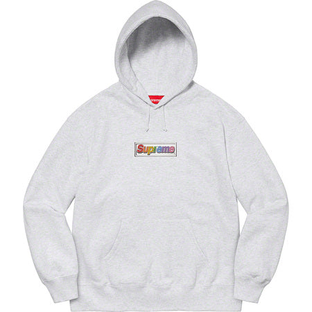 Supreme Bling Box Logo Hooded Sweatshirt - Grey Cotton Pullover Hoodie for Men & Women | Streetwear Fashion, Casual Wear, Urban Style