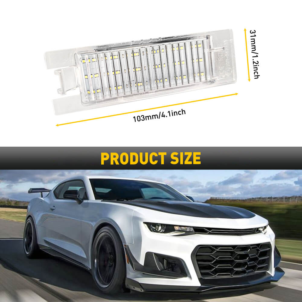 LED License Plate Light Assembly for Chevrolet Camaro 2014-2021, Malibu 2013-2015 & 2016 Limited, Volt 2011-2019 - 6000K Xenon White - Bright & Durable Replacement for Night Driving & Enhanced Vehicle Appearance