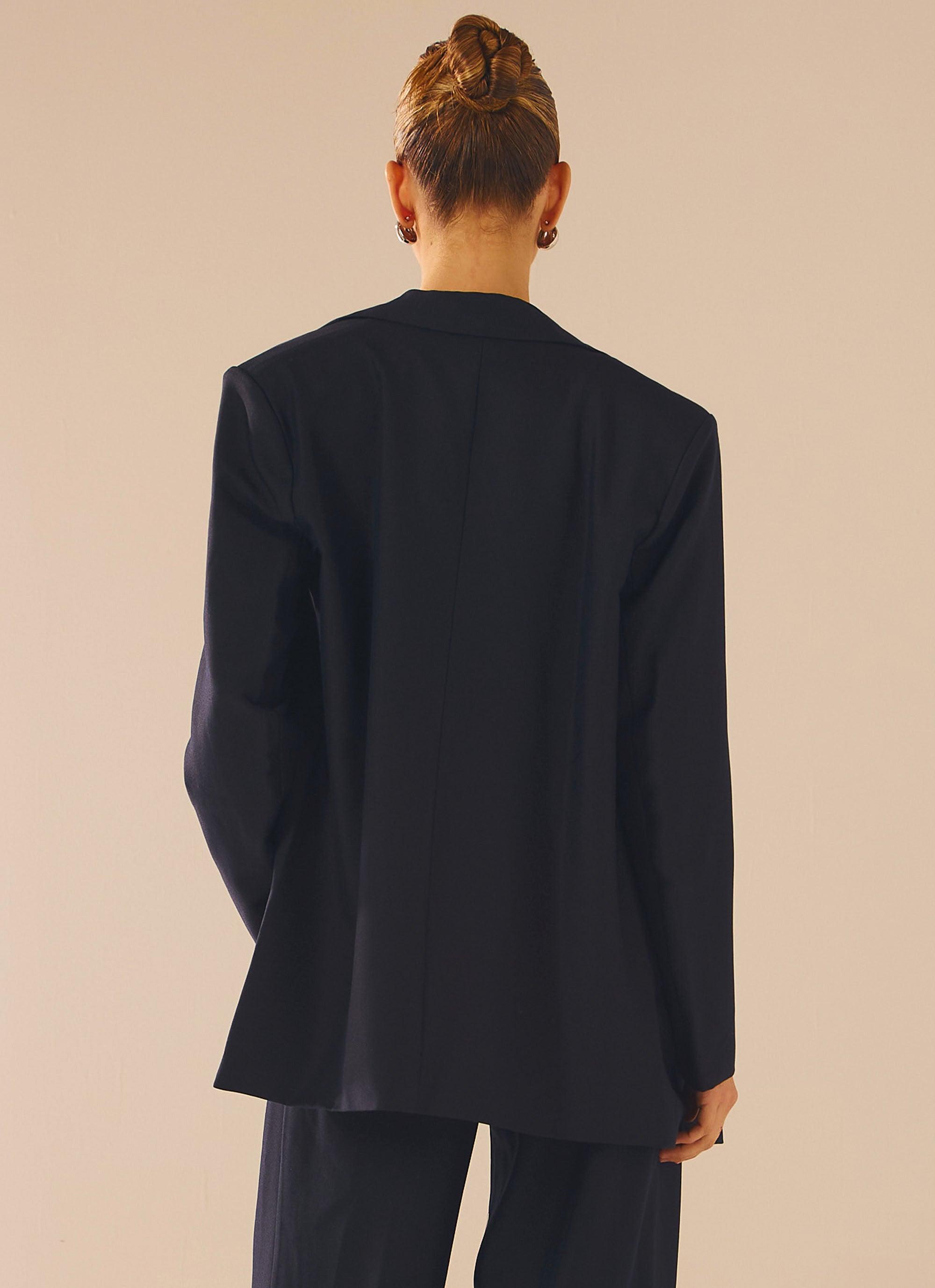 Stylish City Slicker Oversized Blazer in Navy Ink - Perfect for Work, Office Wear & Business Casual Outfits