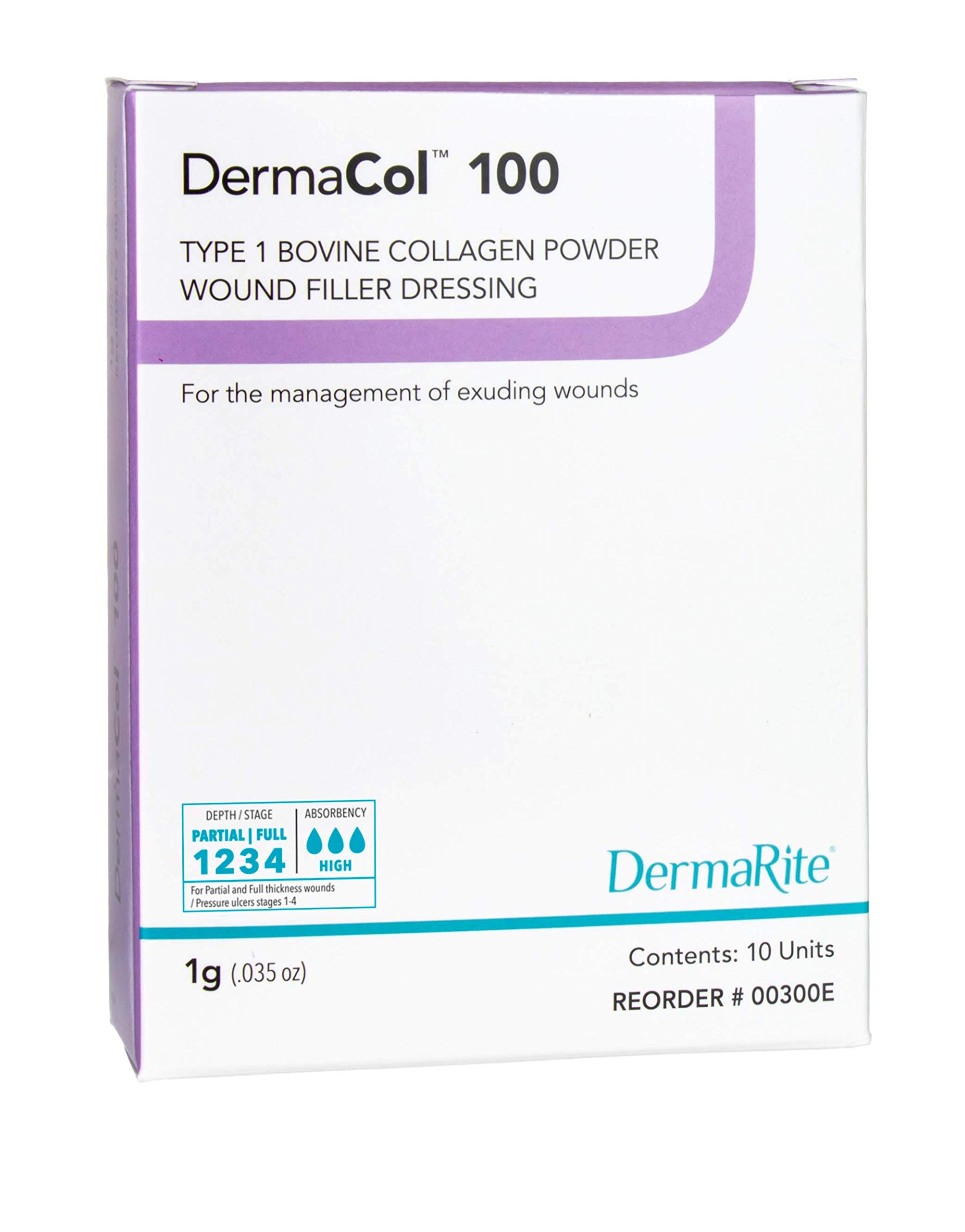 DermaCol 100 Type 1 Bovine Collagen Powder Wound Dressing - 1g | Moist Wound Healing for Full & Partial Thickness Wounds | High Absorbency, Latex-Free | Ideal for Burns, Ulcers & Surgical Wound Care