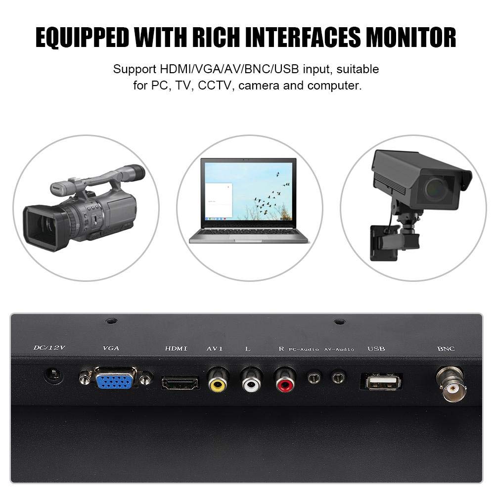 15inch Industrial Touch Screen Monitor - 1024x768 4:3 Aspect Ratio, HDMI/VGA/AV/BNC/USB Ports - Waterproof & Shockproof for Factory, Warehouse, CCTV Surveillance & Digital Signage (US Plug)