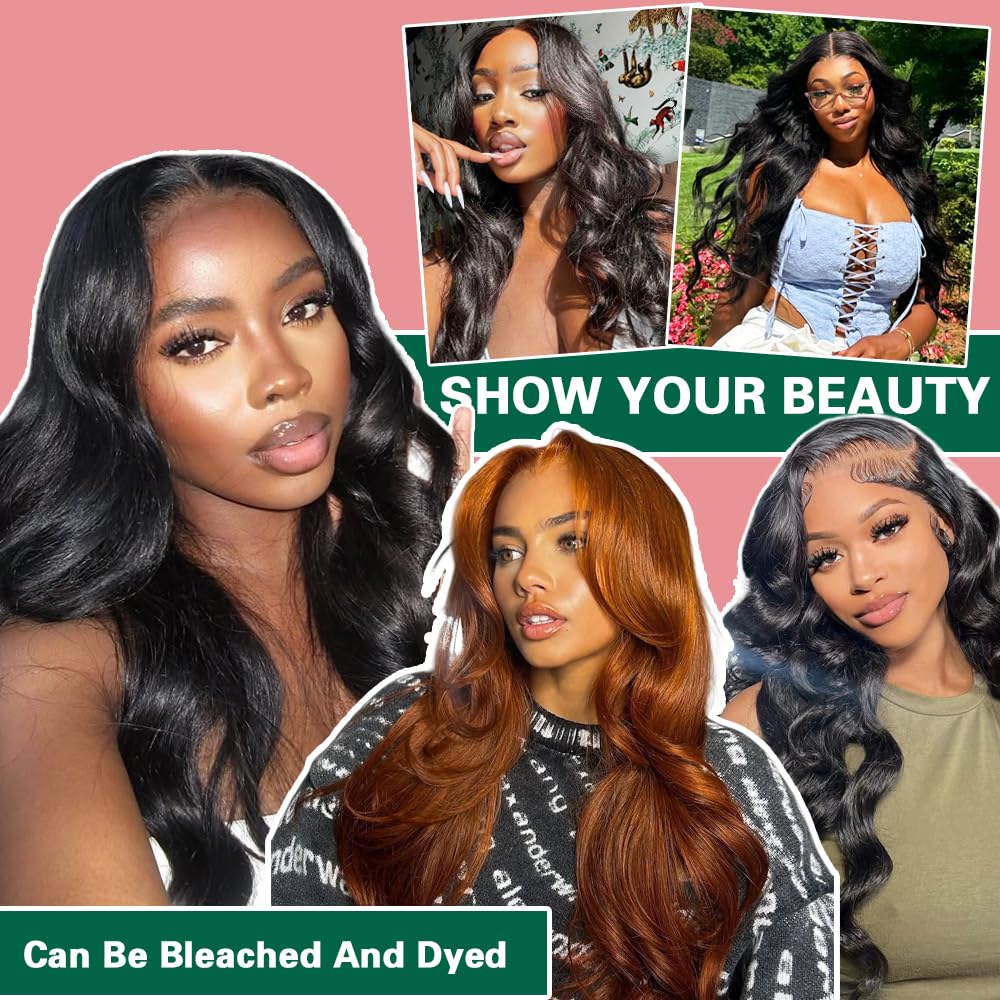 30 Inch Body Wave Lace Front Wigs Human Hair 13x6 HD Lace - Glueless Pre-Plucked with Baby Hair for Women - 180 Density Natural Looking Wig for Daily Wear, Parties & Special Occasions