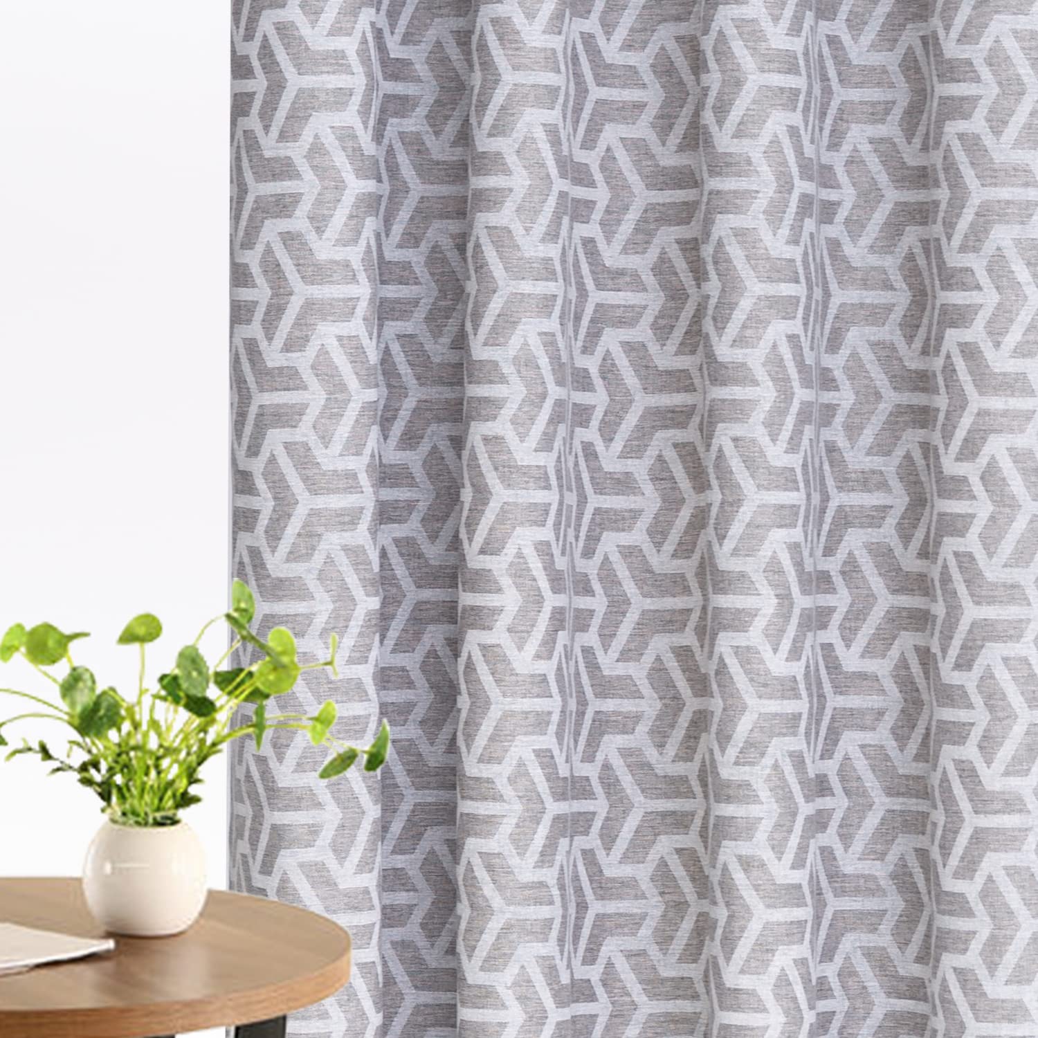NAPEARL Linen Textured Window Curtains - Light Filtering Moroccan Drapes for Living Room & Bedroom, 96 Inch Length with Grommets, Set of 2 Panels in Light Grey - Perfect for Home Decor, Privacy & Sun Protection