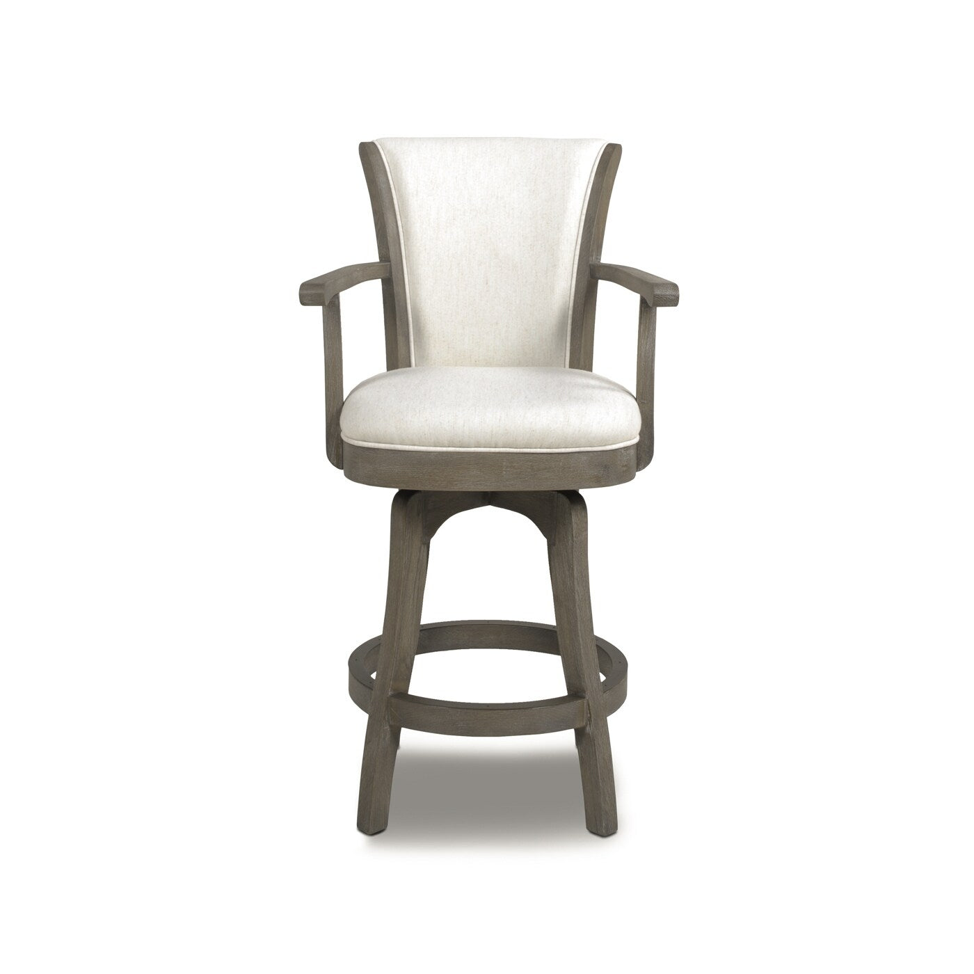 27in Swivel Counter Height Bar Stool - Vintage Faux Leather Upholstery, High Back Support with Armrests, Sturdy Hardwood Frame - Perfect for Kitchen Islands, Home Bars & Dining Areas