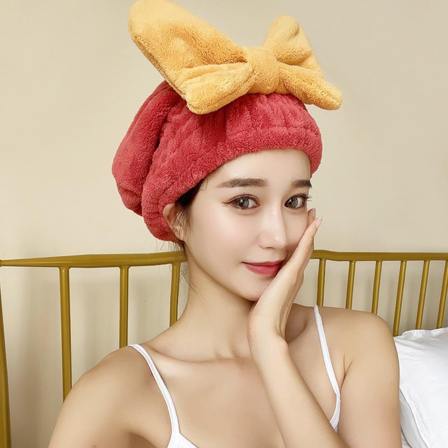 Premium Microfiber Hair Towel Wrap - Ultra Absorbent Hair Turban for Fast Drying, Bath, Spa & Shower | Soft Twist Cap Head Towel for Women & Men | Perfect for Post-Workout, Travel & Home Use (Red)