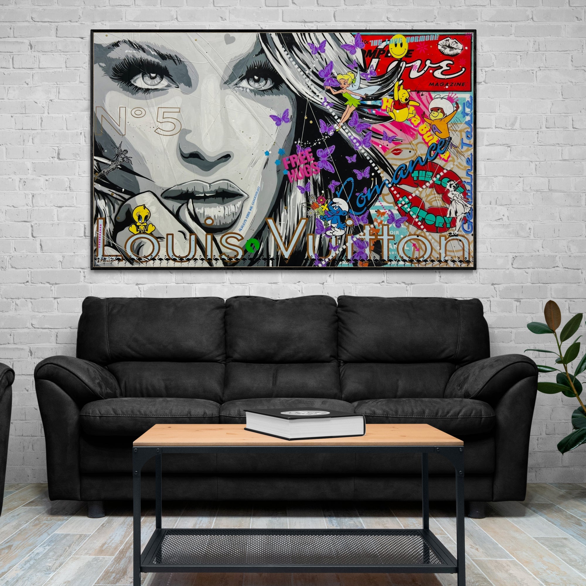 Pixie Love 160cm x 100cm Sexy Woman Textured Urban Pop Art Canvas Painting - Modern Home Decor for Living Room, Bedroom & Office Wall Art