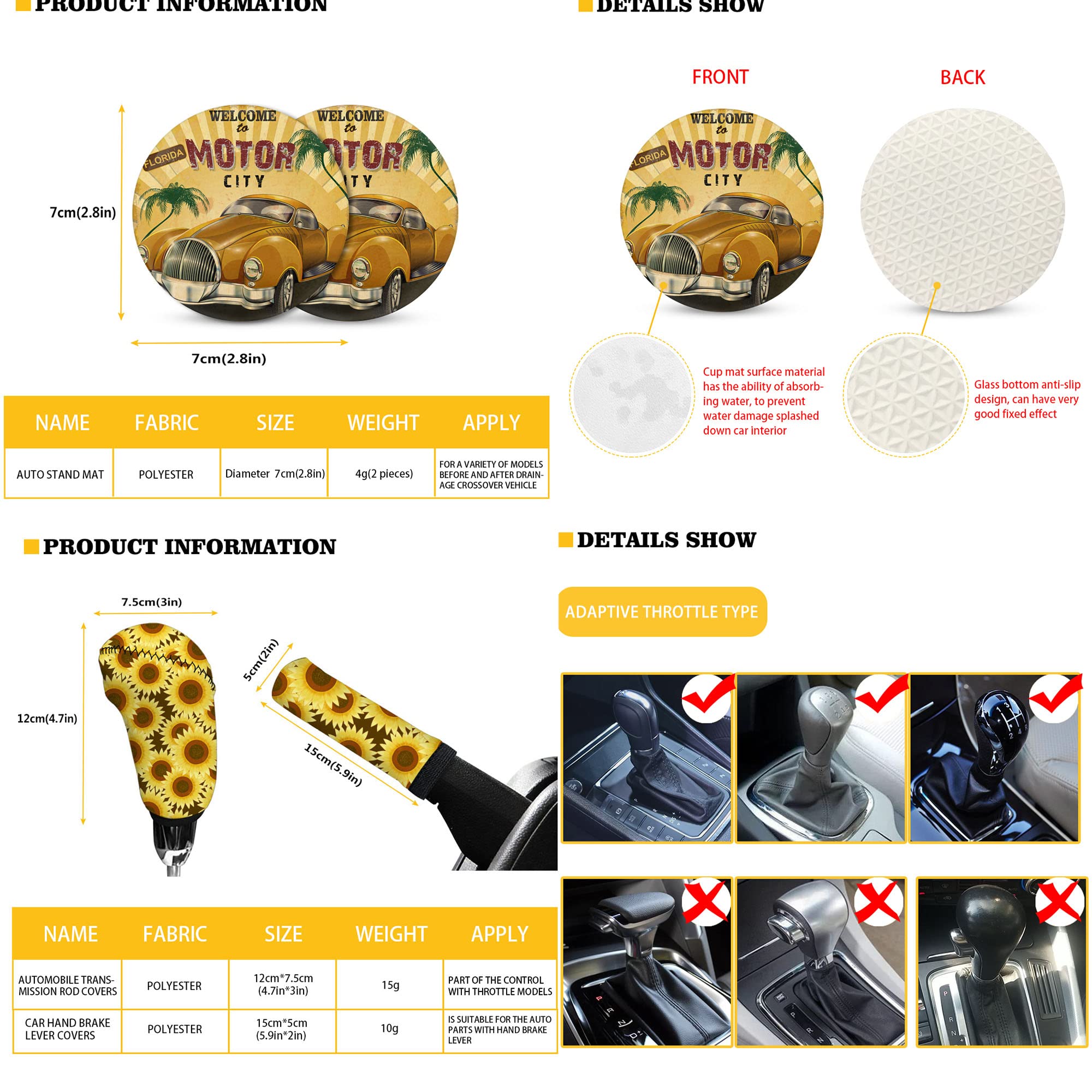 Brown Cow Print Car Accessories Set - 18pcs for Steering Wheel & Seat Covers - Perfect for Country Style Vehicles