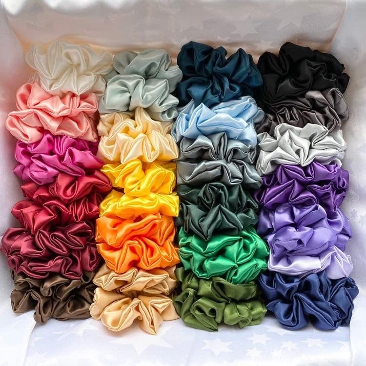 Premium Starvis Hair Scrunchies - Soft Chiffon & Cotton Elastic Hair Bands for Women & Girls (24-Pack) - Perfect for School, Workouts, and Everyday Styling
