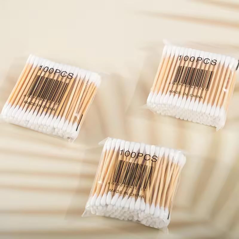 Organic Cotton Swabs for Ear Cleaning - 100% Pure Soft Bamboo Cotton Buds, 750 Sticks (1500 Tips) - Gentle Baby Hygiene & Care, Eco-Friendly Ear Cleaner - Pack of 10 - Perfect for Travel, Makeup, First Aid & Home Use