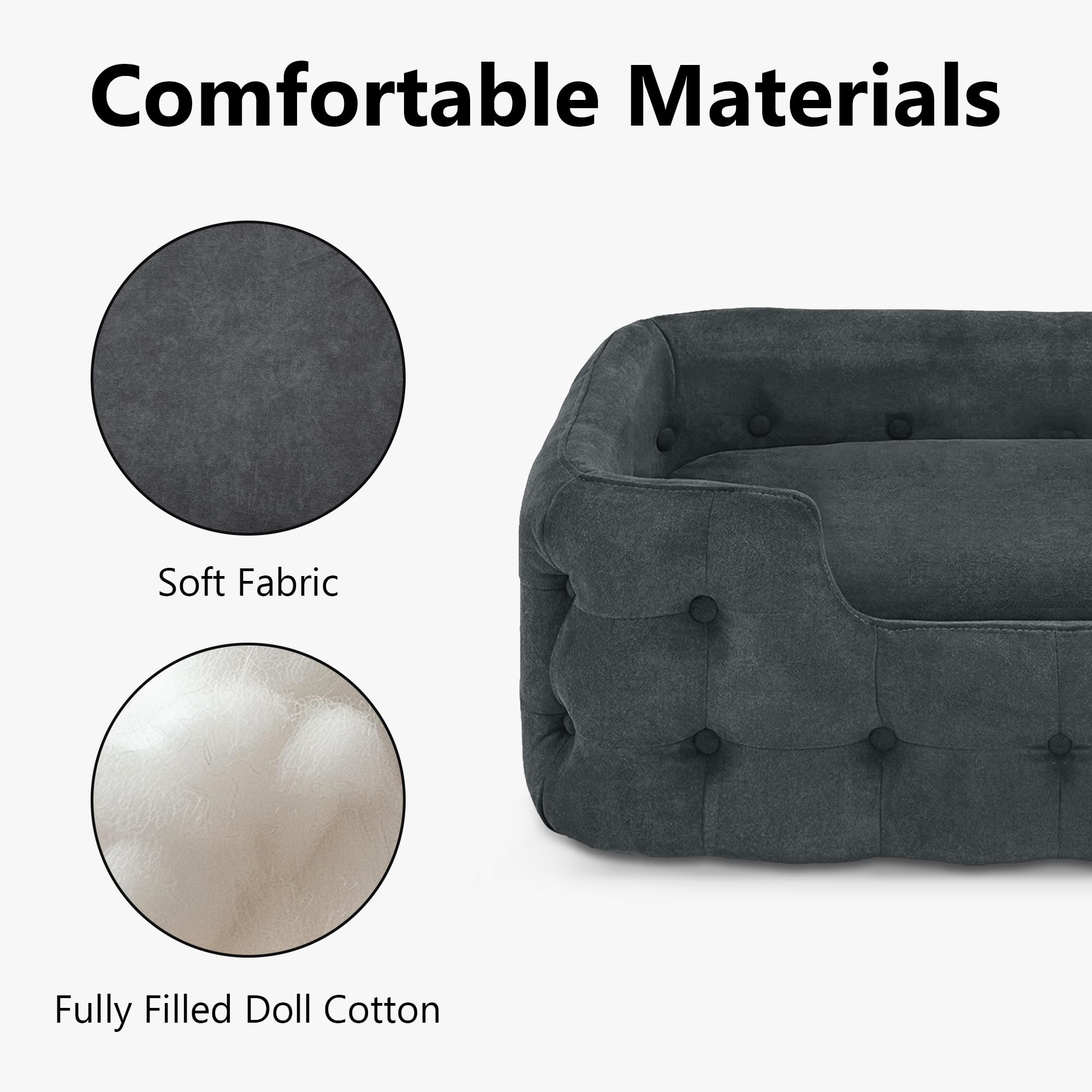 Premium MCombo Dog Sofa Bed - 33 Inch Orthopedic Foam Pet Bed with Removable Washable Cover, Modern Pet Couch for Small & Medium Dogs - Dark Grey (0553) - Perfect for Living Room, Bedroom & Pet-Friendly Spaces