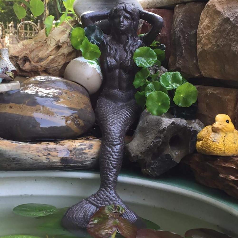 Zenggp Mermaid Sitting Garden Sculpture - European Cast Iron Classic Craft for Villa, Home & Courtyard Decor | Outdoor Patio, Lawn & Garden Art Statue