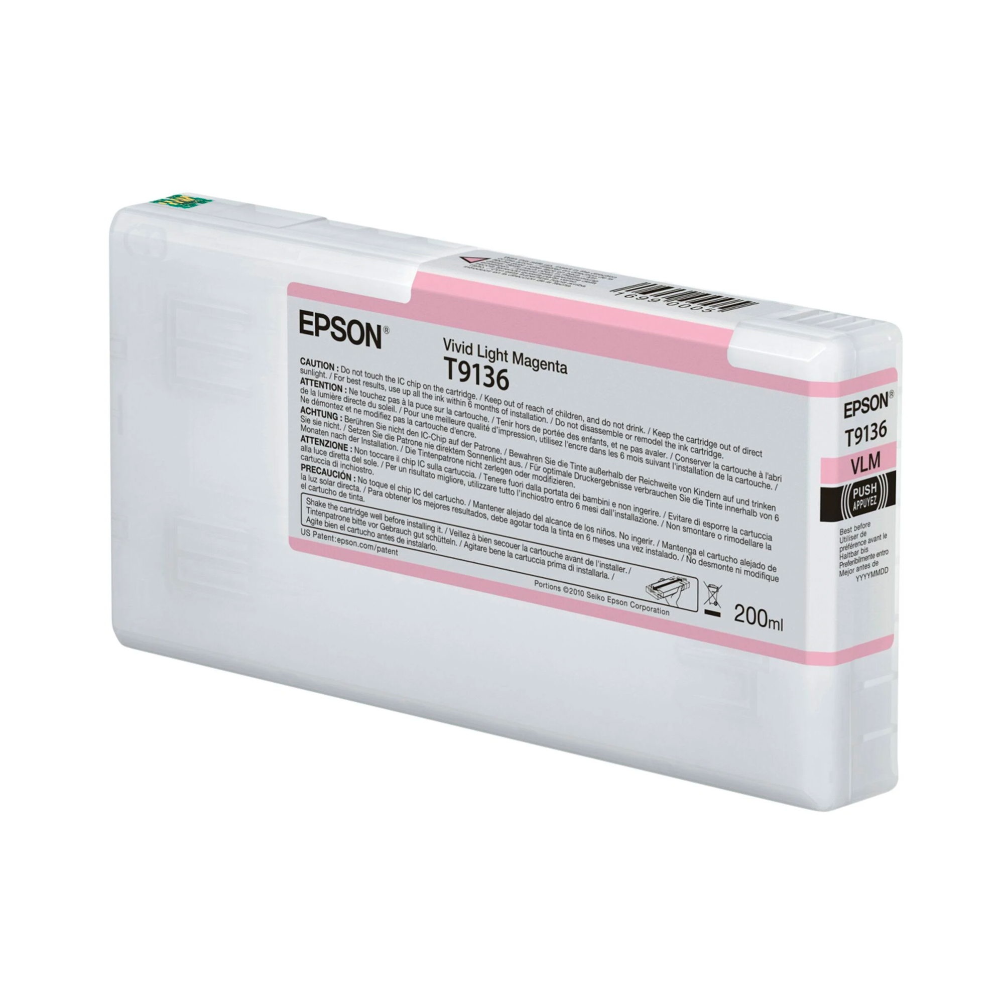 Epson T9136 UltraChrome HDX Vivid Light Magenta Ink Cartridge (200mL) - Compatible with SureColor SC-P5000 Printers | High-Quality Photo Printing for Professional Photography & Fine Art Reproduction