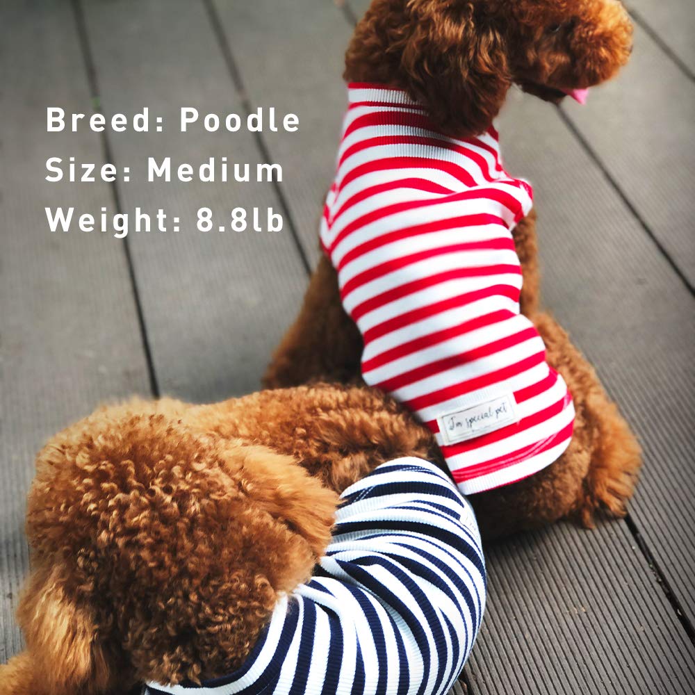 ISPET Classic Striped Dog Tank Top - Soft Breathable Cotton Dog T-Shirt for Small Medium Large Dogs - Blue Summer Cooling Vest for Outdoor Walks & Beach Trips