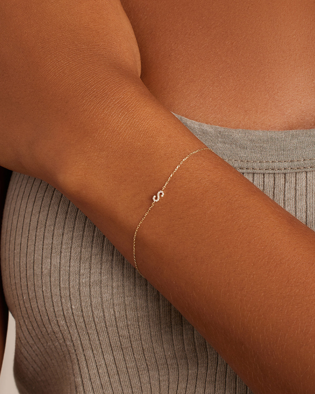 Diamond Pavé Alphabet Bracelet - Personalized Initial Letter Bracelet for Women, Sterling Silver or Gold Plated, Elegant Gift for Birthday, Anniversary, Valentine's Day | Perfect for Everyday Wear & Special Occasions
