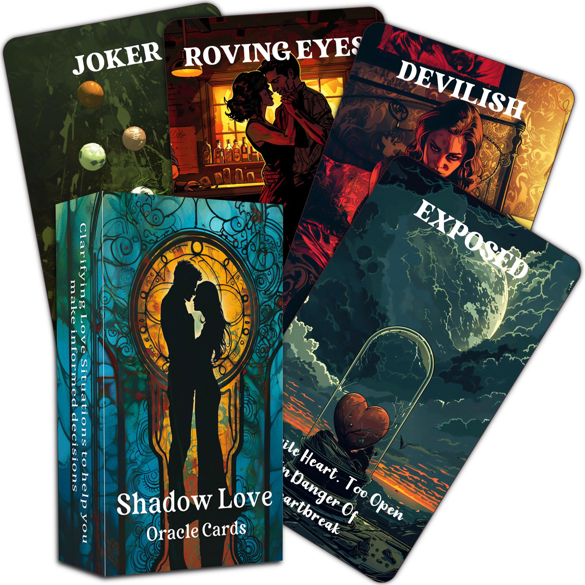 DPEHAKMK Shadow Love Oracle Deck - 78 Cards for Love, Relationships & Self-Reflection | Beginner-Friendly Divination Cards for Guidance, Healing & Spiritual Growth | Perfect for Meditation, Tarot Reading & Personal Development