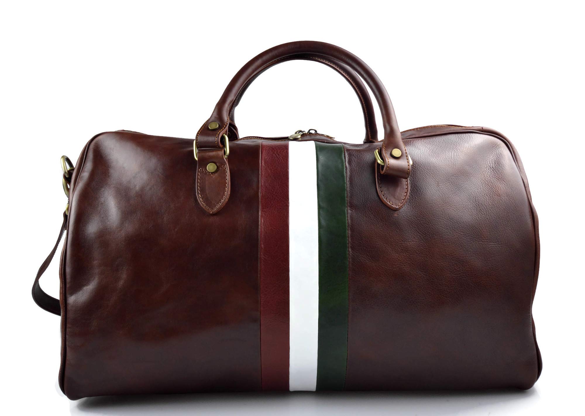 Premium Italian Leather Travel Duffle Bag for Men & Women - Brown Weekender Gym Bag with Shoulder Strap - Perfect for Business Trips, Gym, Weekend Getaways & Carry-On Luggage