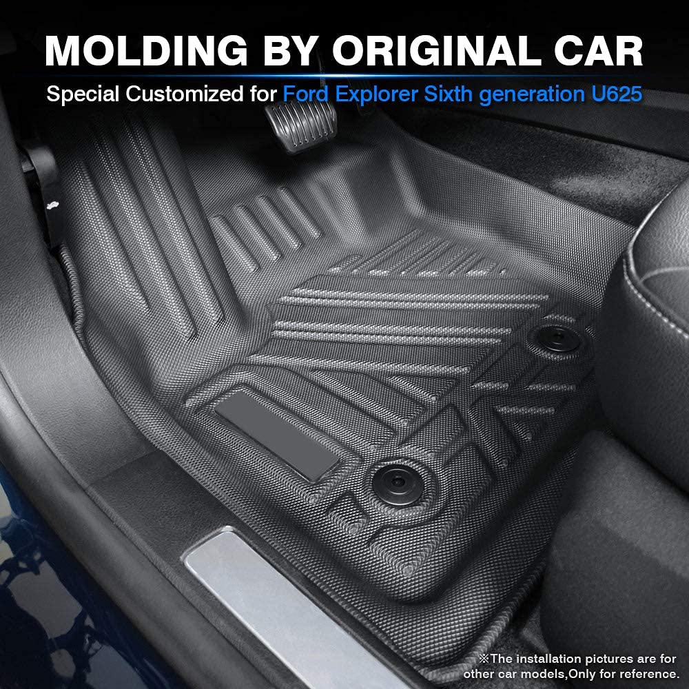 All-Weather Rubber Floor Mats for Ford Explorer 2020-2025 - Heavy Duty Front & Rear 2 Row Car Mats with High Edges | Durable SUV Accessories for Rain, Snow & Mud Protection | Perfect for Daily Commute, Road Trips & Outdoor Adventures