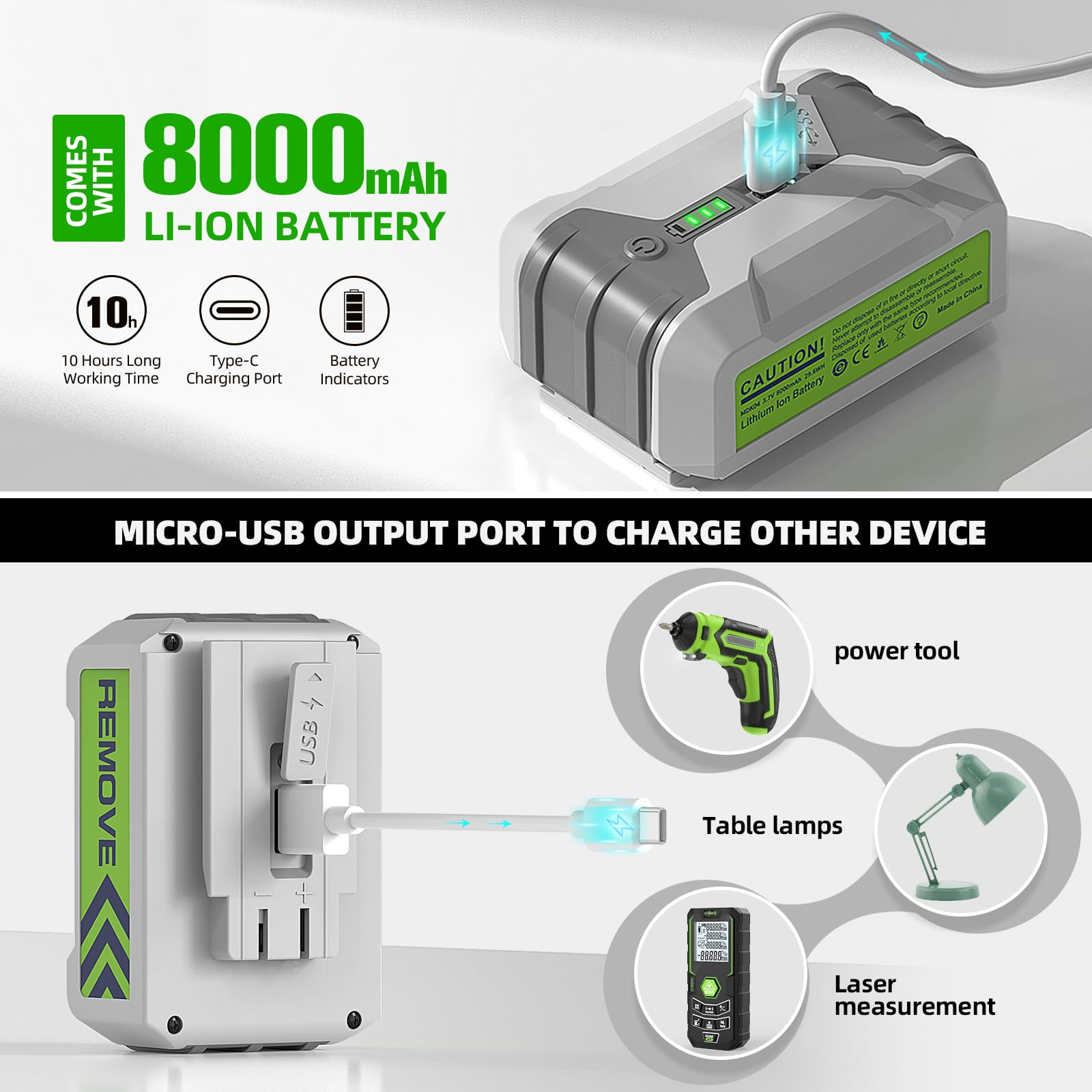 HueparPro 360 Self-Leveling Green Laser Level - 3 x 360° Cross Line Laser with 8000mAh Battery & Hard Case for Construction, Picture Hanging, Tile Installation & DIY Projects