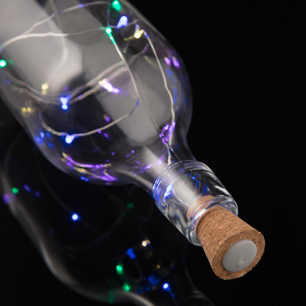 15 Super Bright RGB LED Battery Operated Wine Bottle Lights with Real Cork - DIY Fairy String Lights for Home, Wedding, Party Decoration - Perfect for Romantic Dinners, Holiday Decor & Outdoor Gatherings