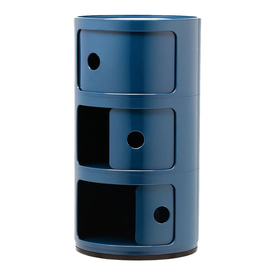 Componibili Round 3-Door Storage Tower - Modern Modular Organizer for Bedroom, Living Room & Office - Space-Saving Furniture Solution