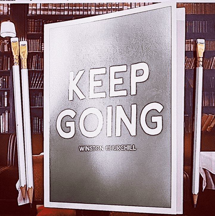 Keep Going Silver Foil Memoir Notebook Journal - Premium Reflective Writing Diary for Daily Journaling, Note Taking & Gift Giving - Perfect for Students, Writers & Professionals