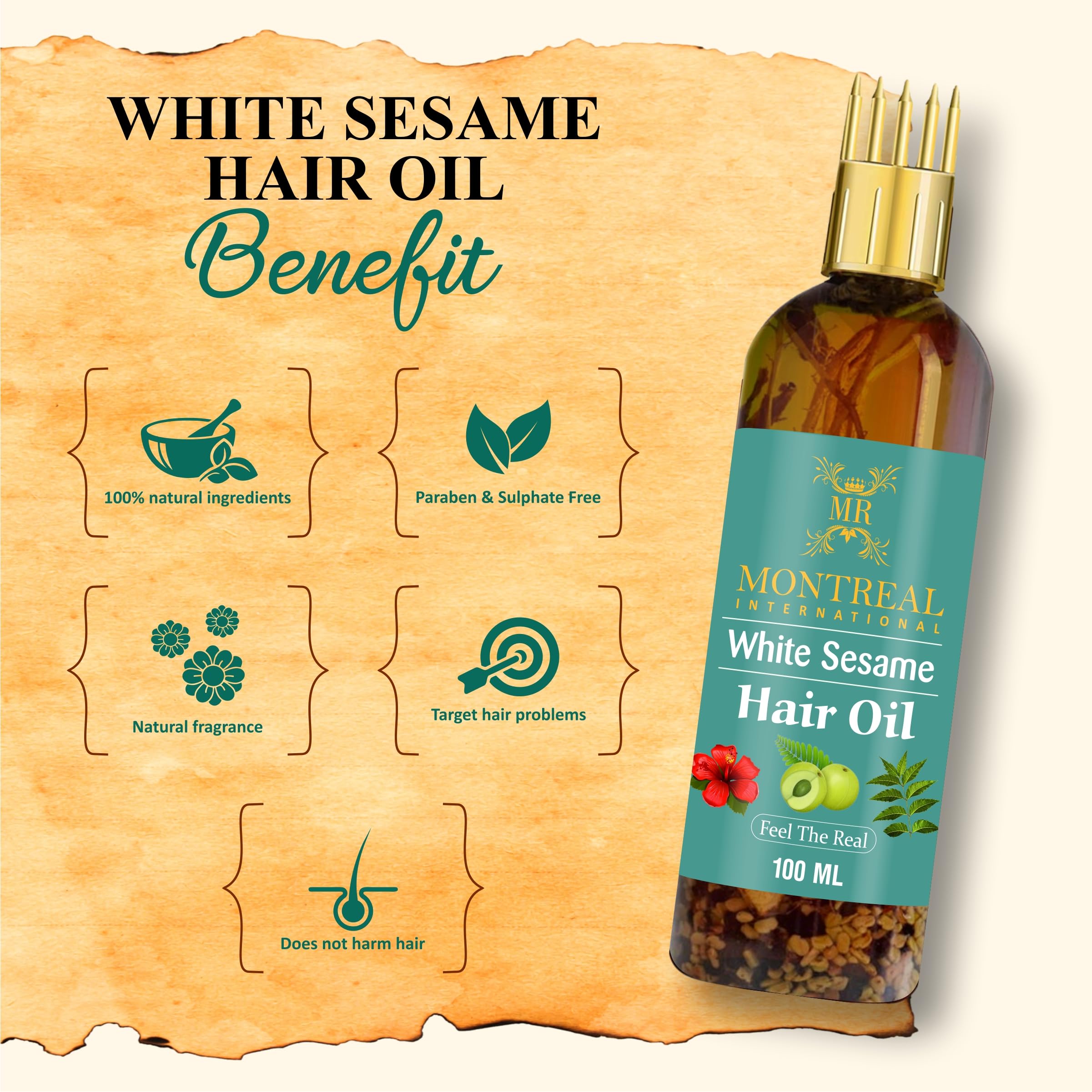 Montrel International Ayurvedic Jadibuti Hair Oil - 100ml Natural Herbal Treatment for Hair Fall Control & Growth | Perfect for Daily Scalp Massage & Damaged Hair Care