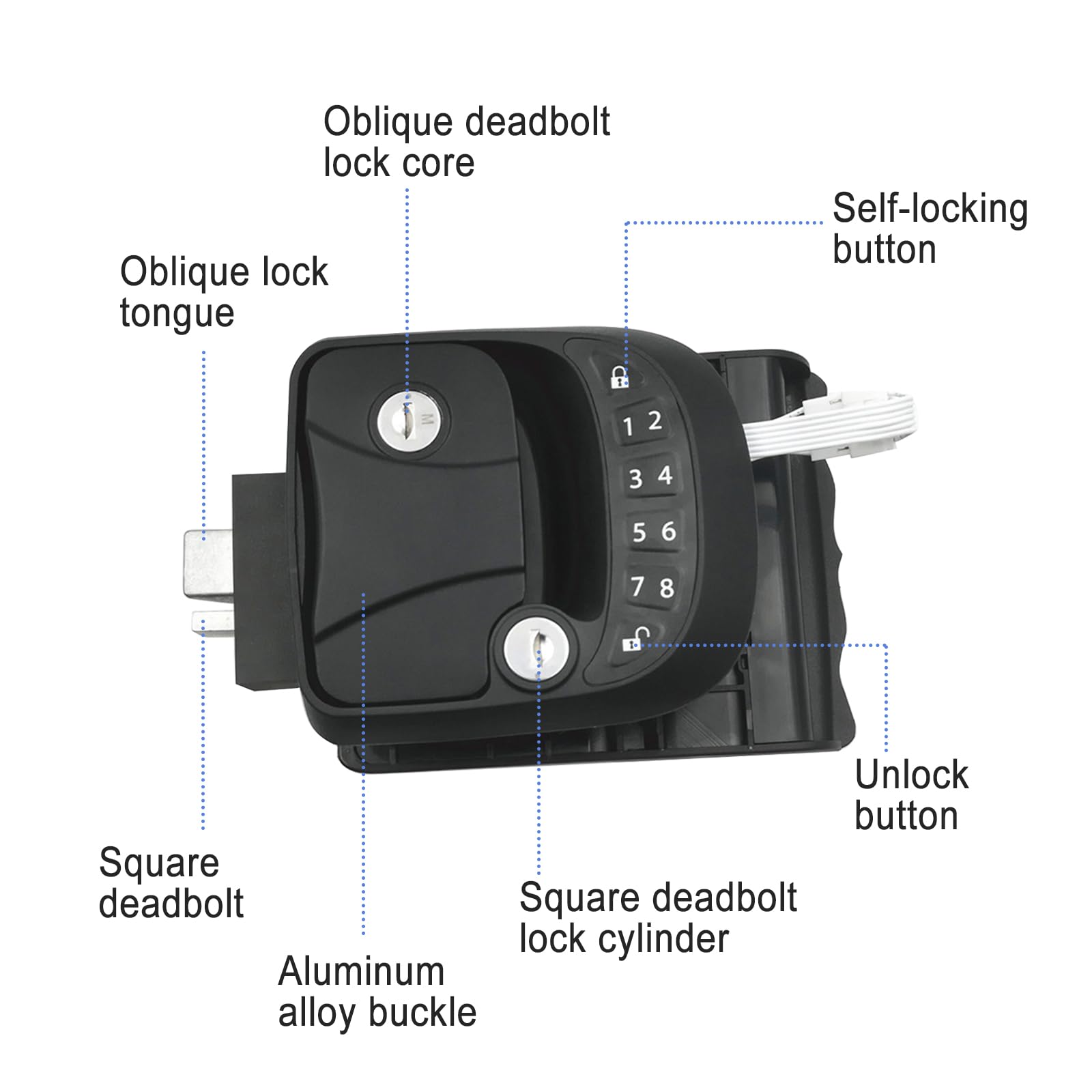 Keyless Entry RV Door Lock with Keypad - Replacement Camper Door Lock with Fobs & 2 Keys for Travel Trailers (Right Handed) | Secure & Convenient Access for Motorhomes, Fifth Wheels & Campers