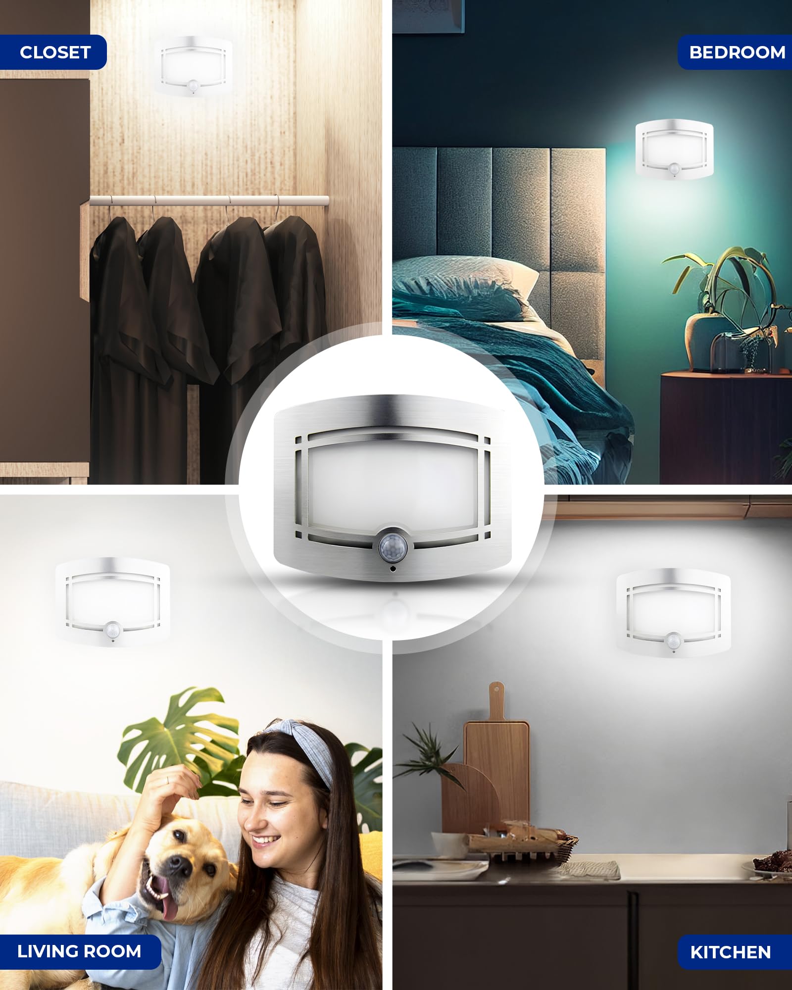 Motion Sensor Wireless LED Lights - 2 Pack Motion Activated Touchless Dimming Control Stick-On Lights for Closet, Stairs, Hallway, Bathroom, Bedroom & Kitchen - Perfect for Nighttime Safety & Convenience - AS SEEN ON TV