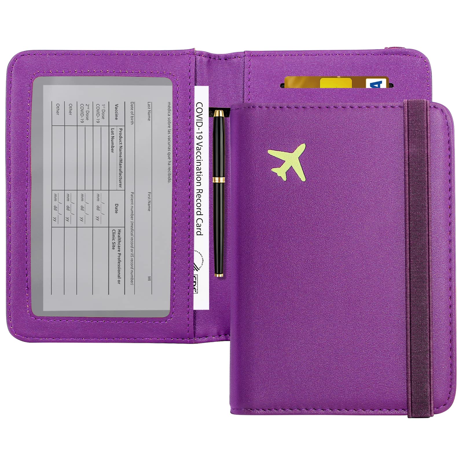 ZOPPEN RFID Blocking Passport Holder & Travel Wallet for Women & Men - Purple | Secure Document Organizer for International Travel, Airports, Vacations & Business Trips